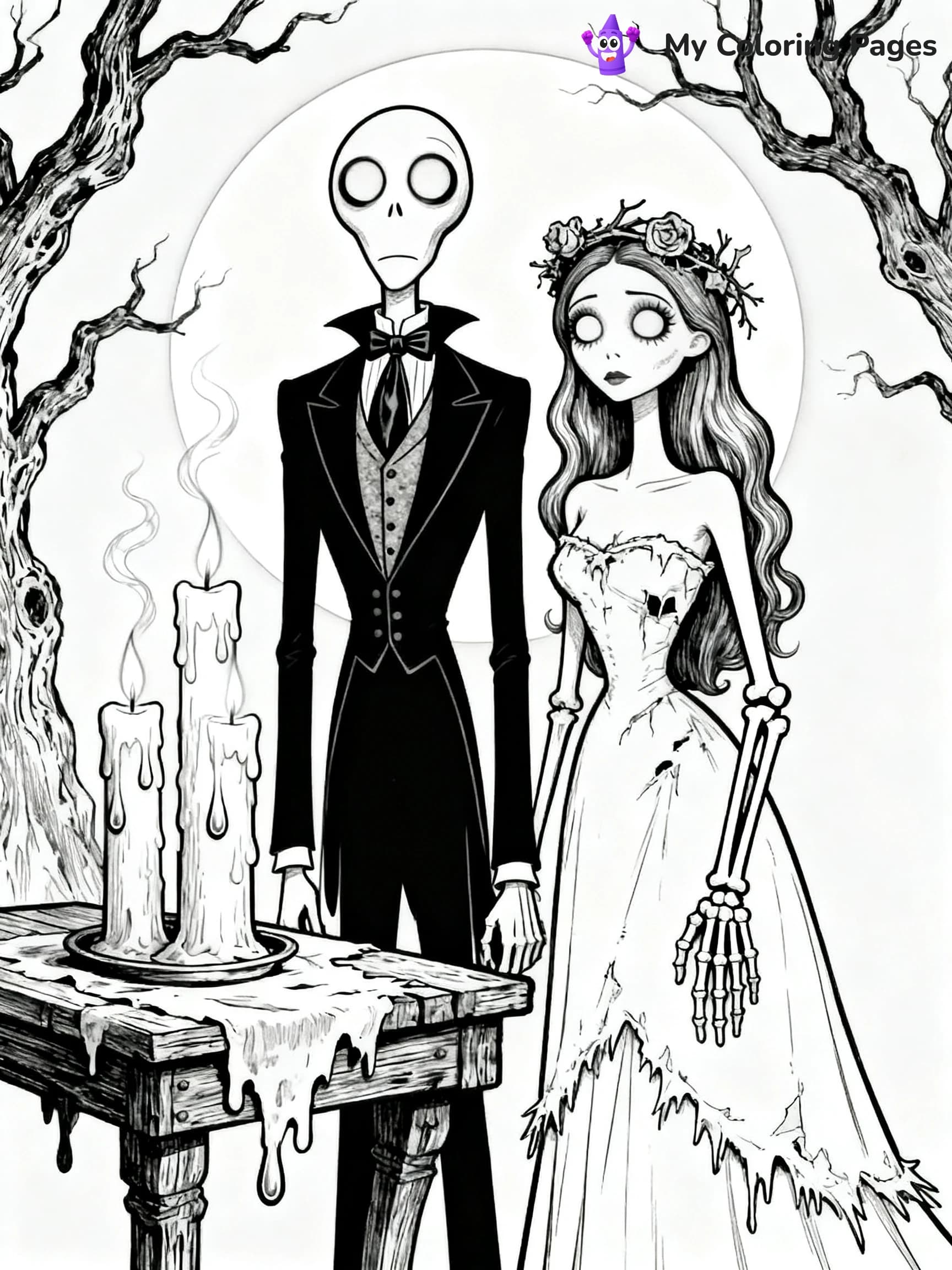 Easy Corpse Bride Coloring Pages - 7