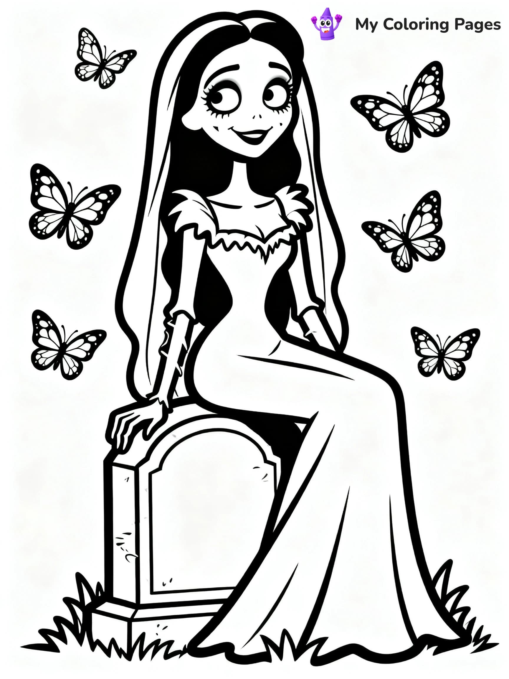 Easy Corpse Bride Coloring Pages - 2