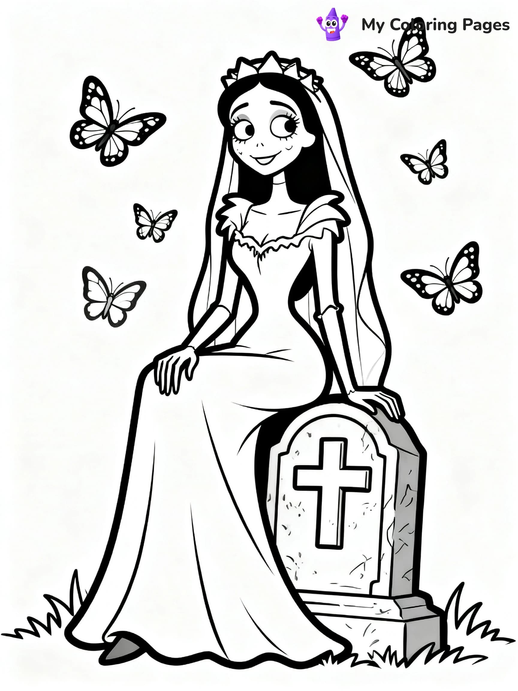Easy Corpse Bride Coloring Pages - 1