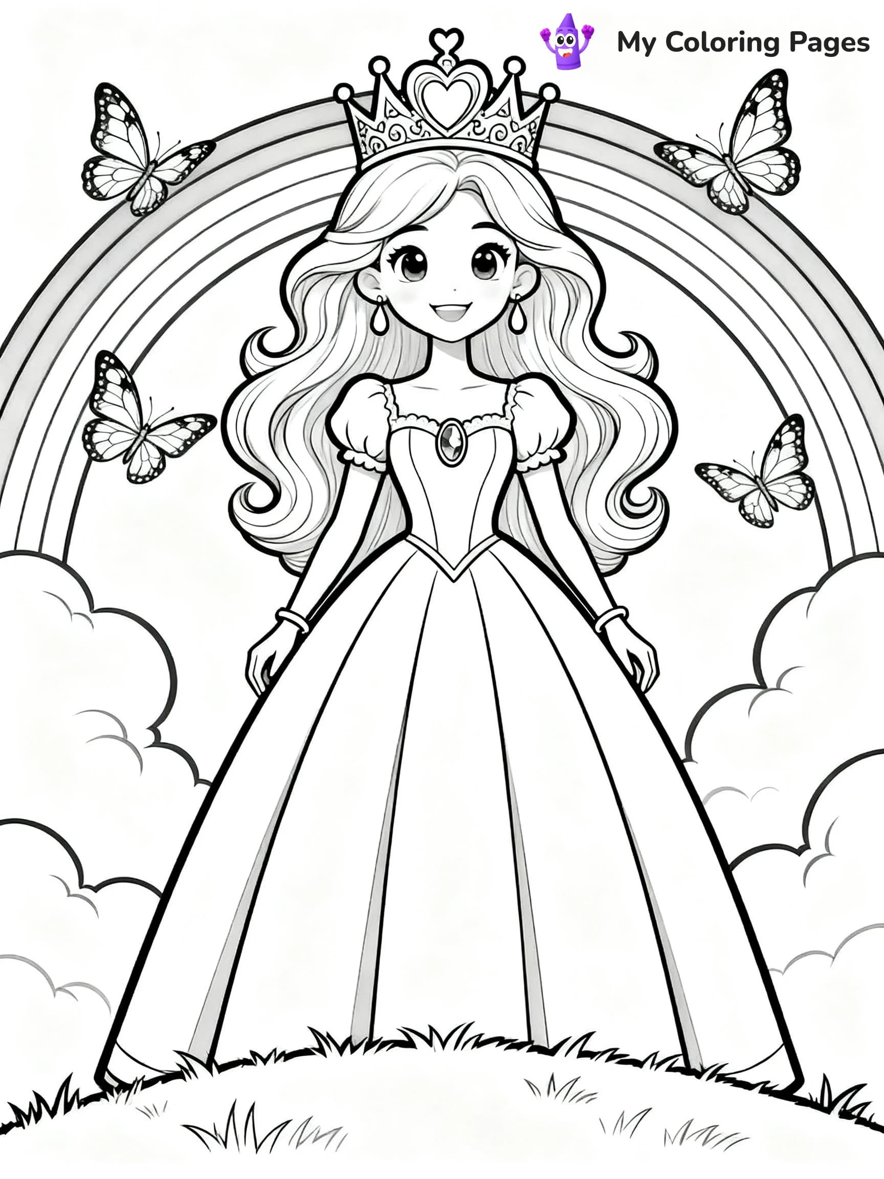 Rainbow Princess Coloring Pages - 6