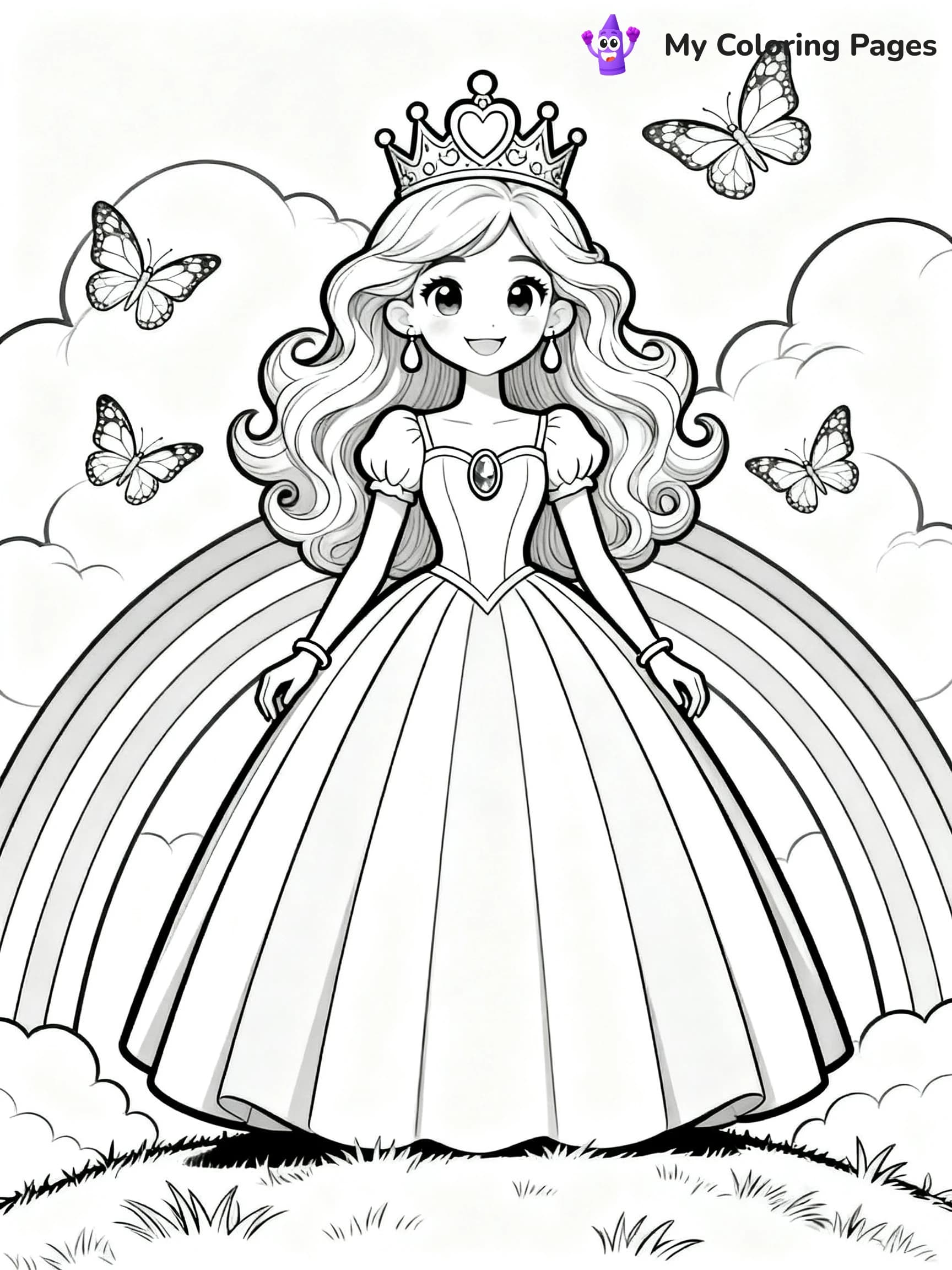 Rainbow Princess Coloring Pages - 4