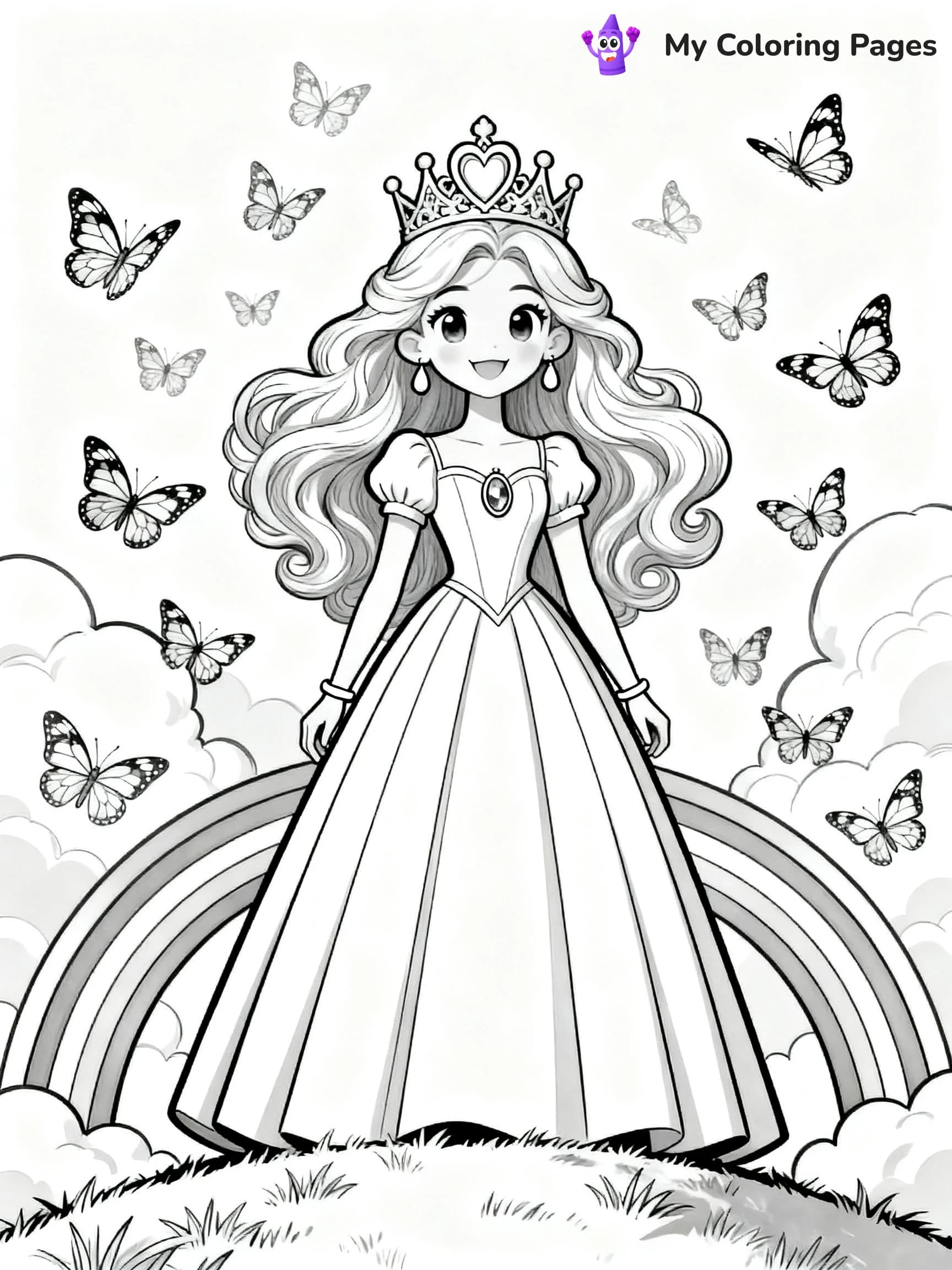 Rainbow Princess Coloring Pages - 3