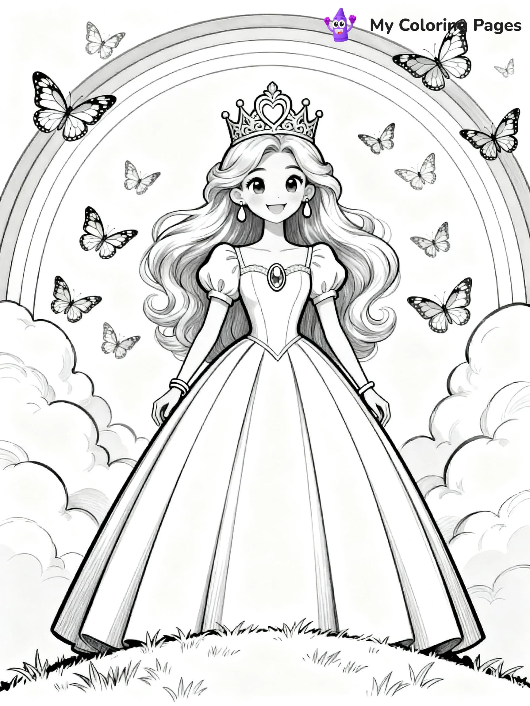 Rainbow Princess Coloring Pages - 2