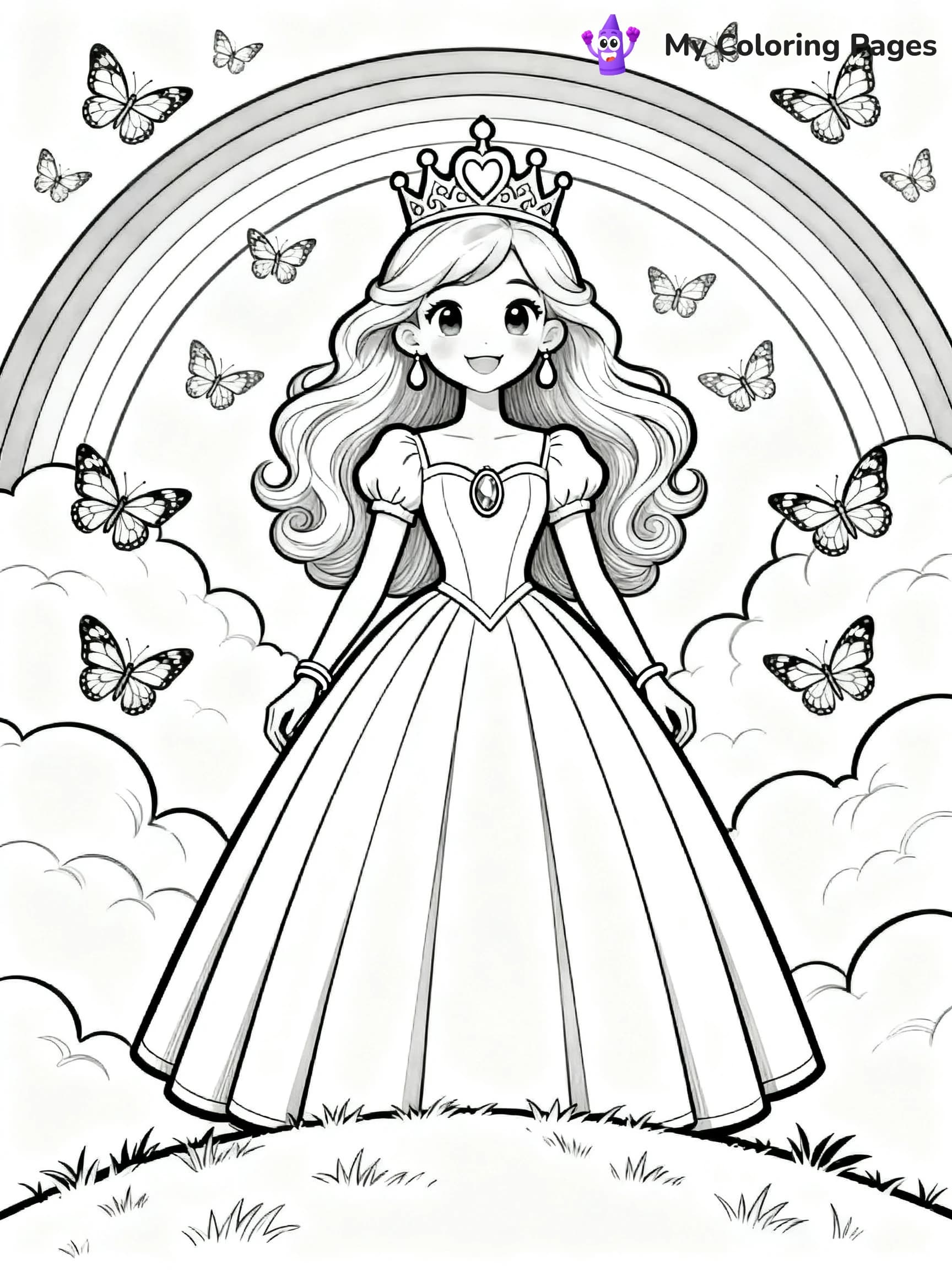 Rainbow Princess Coloring Pages - 1
