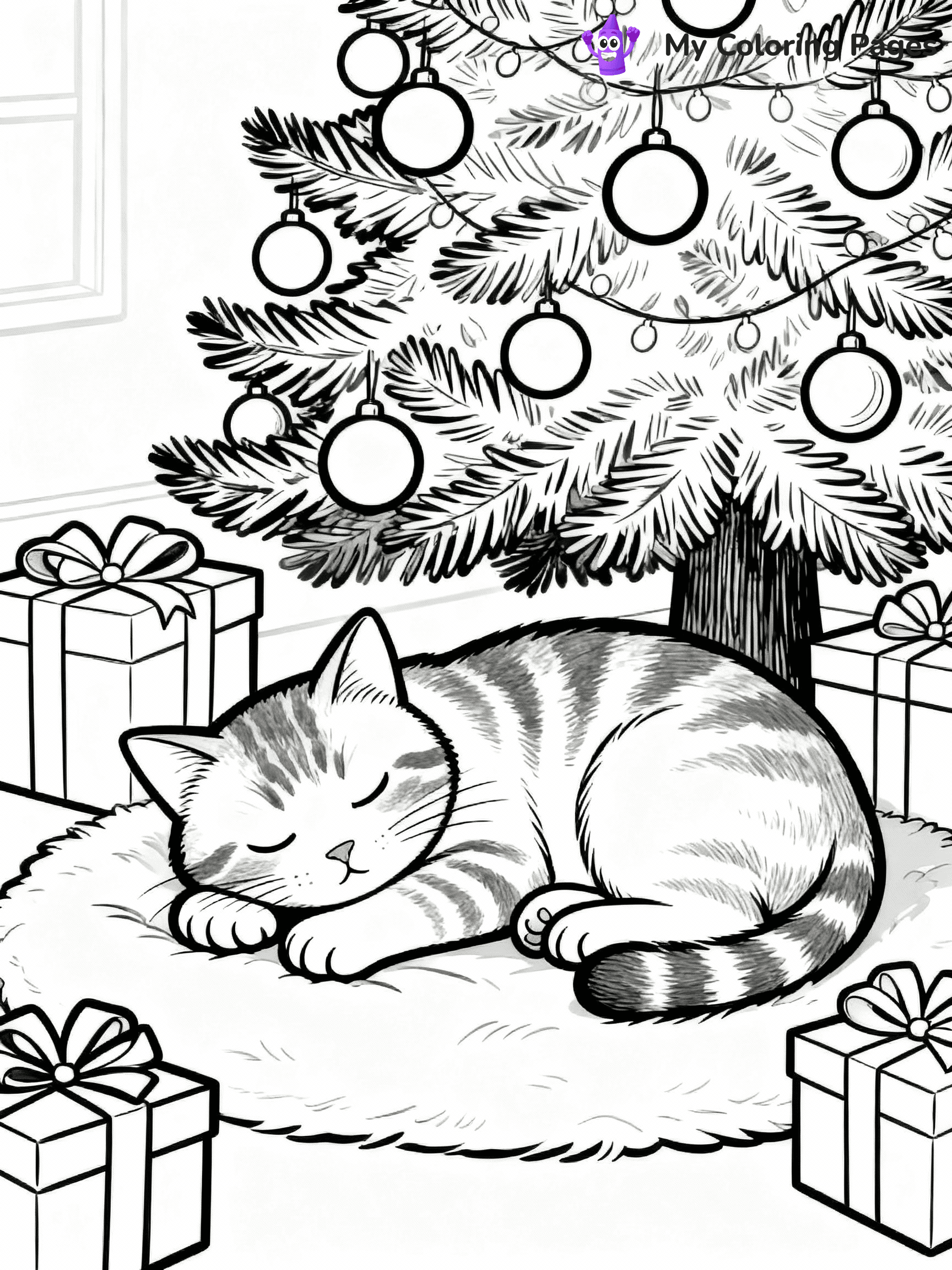 Christmas Cat Coloring Pages - 28