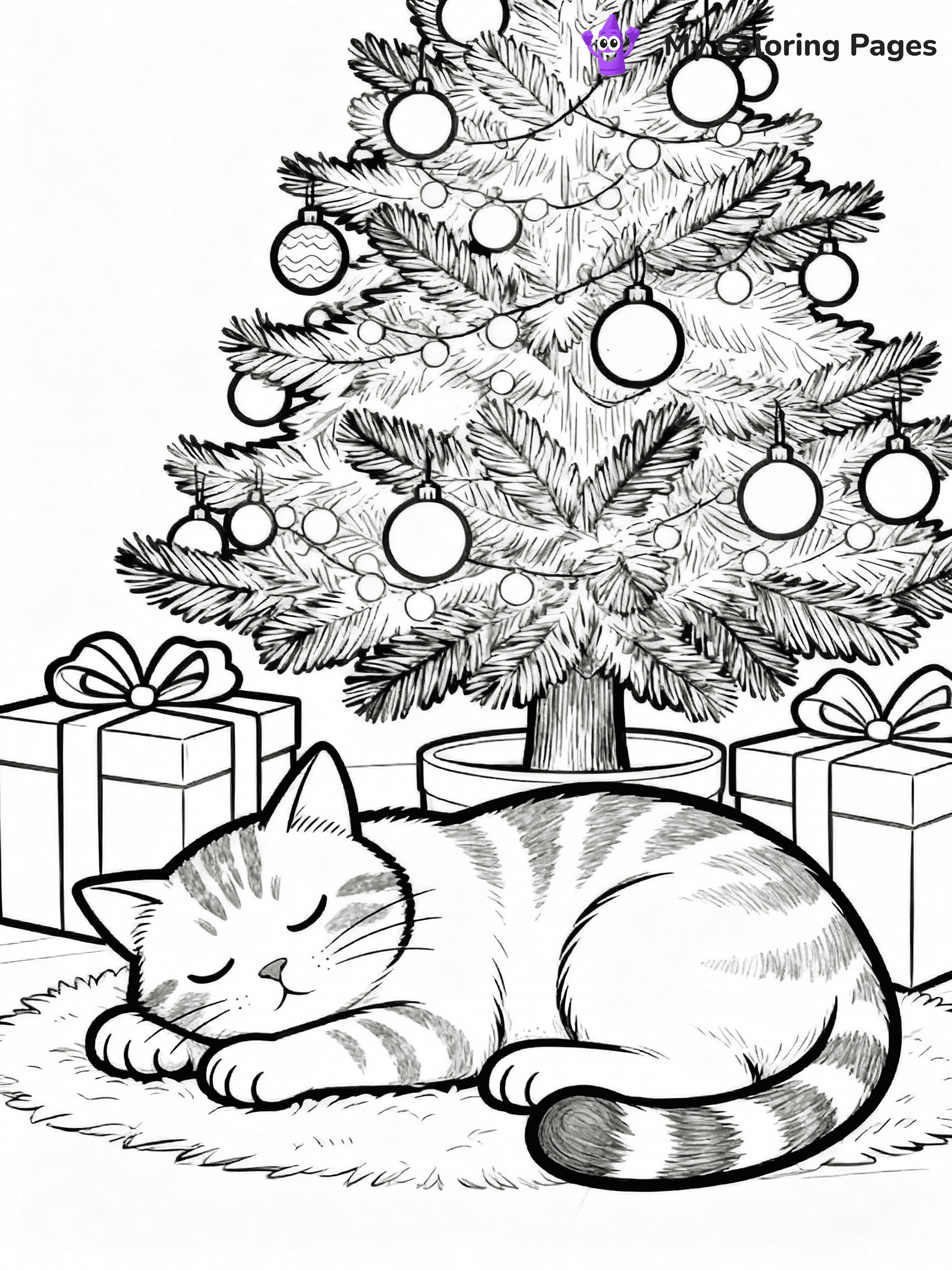 Christmas Cat Coloring Pages - 27