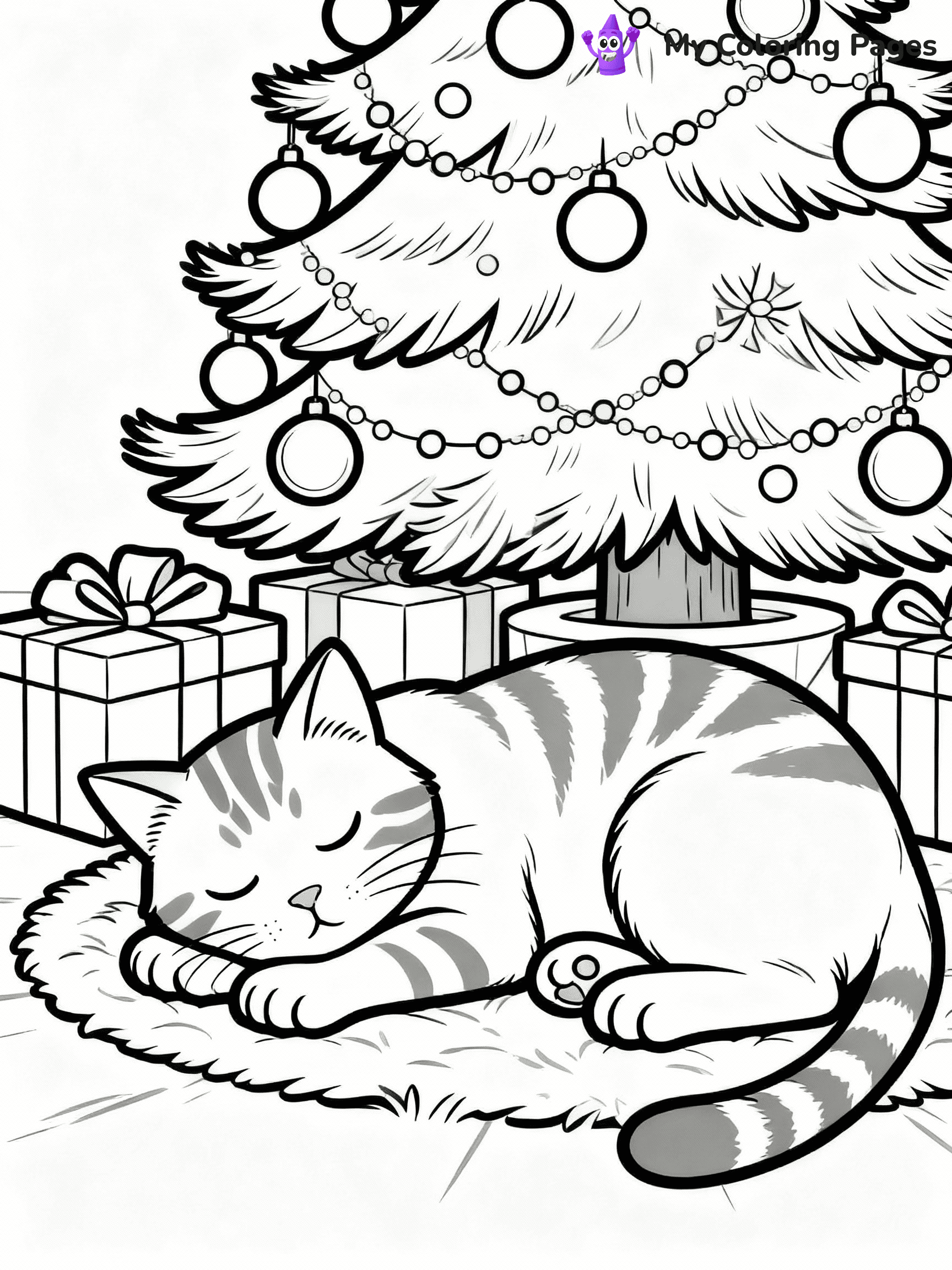 Christmas Cat Coloring Pages - 26