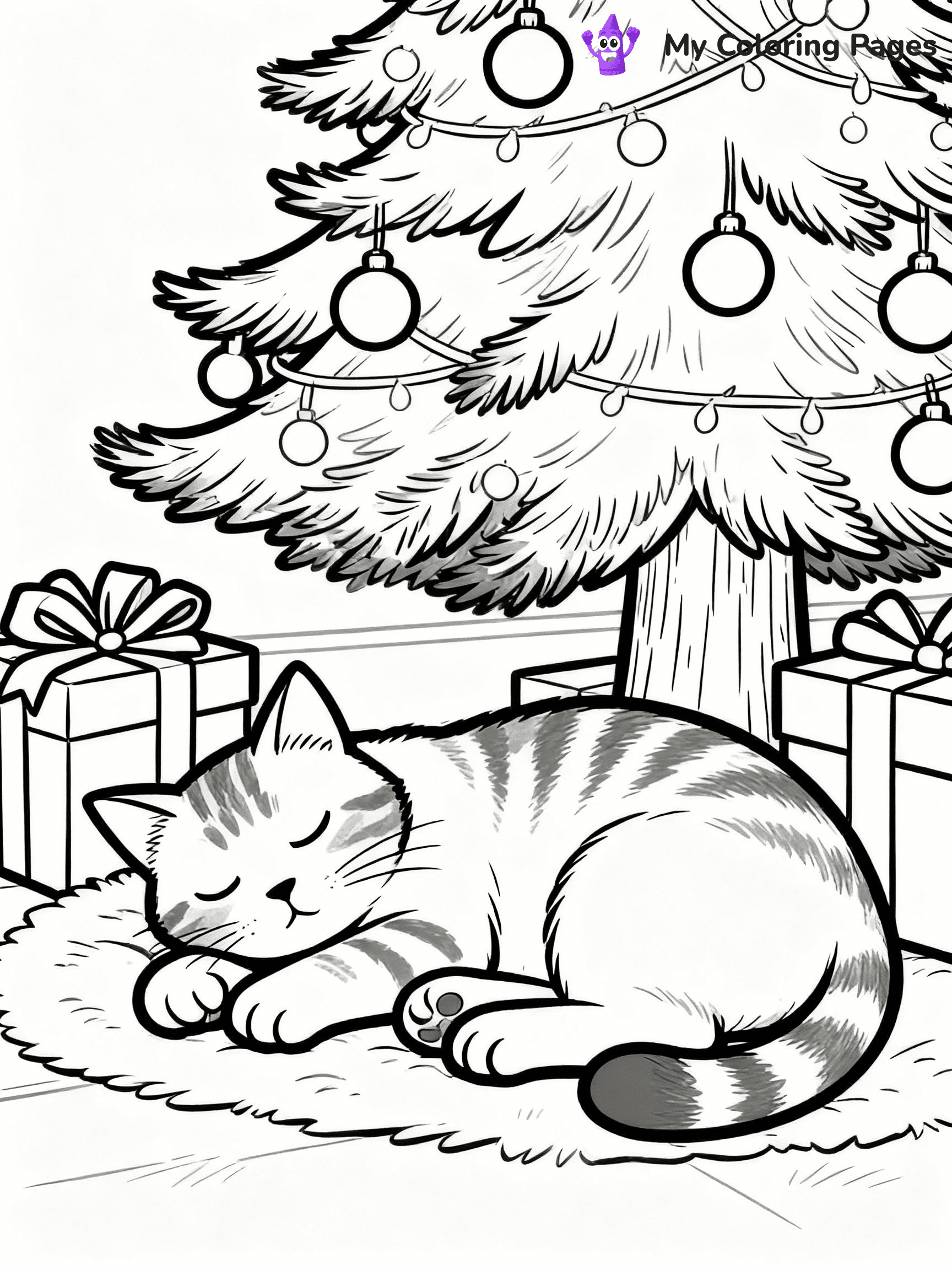 Christmas Cat Coloring Pages - 25