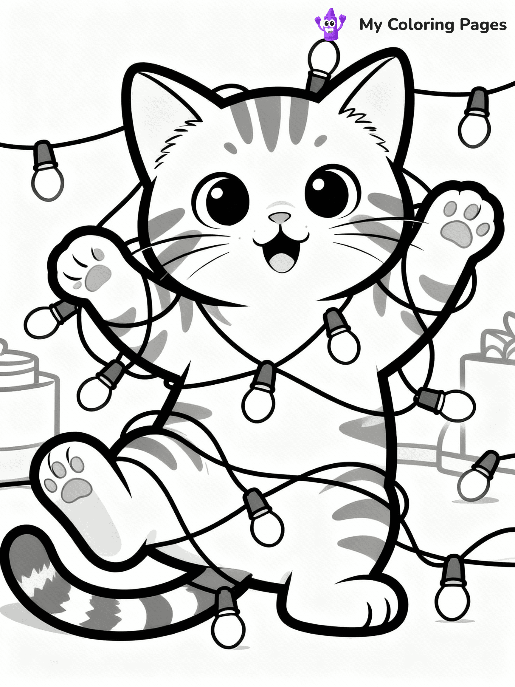 Christmas Cat Coloring Pages - 19