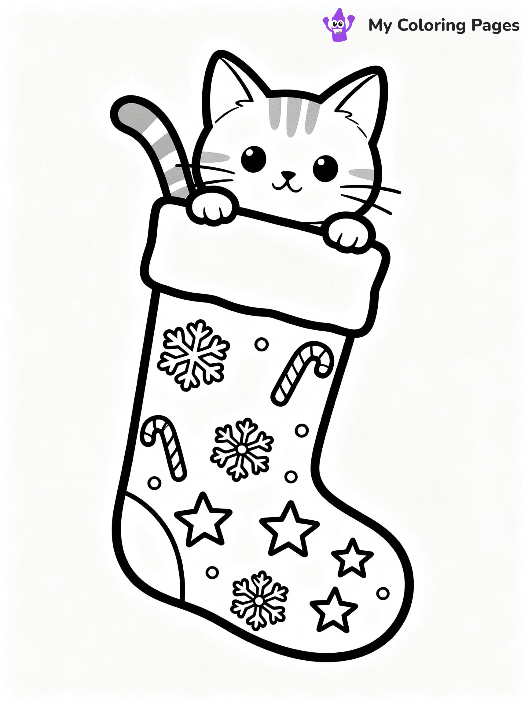 Christmas Cat Coloring Pages - 13