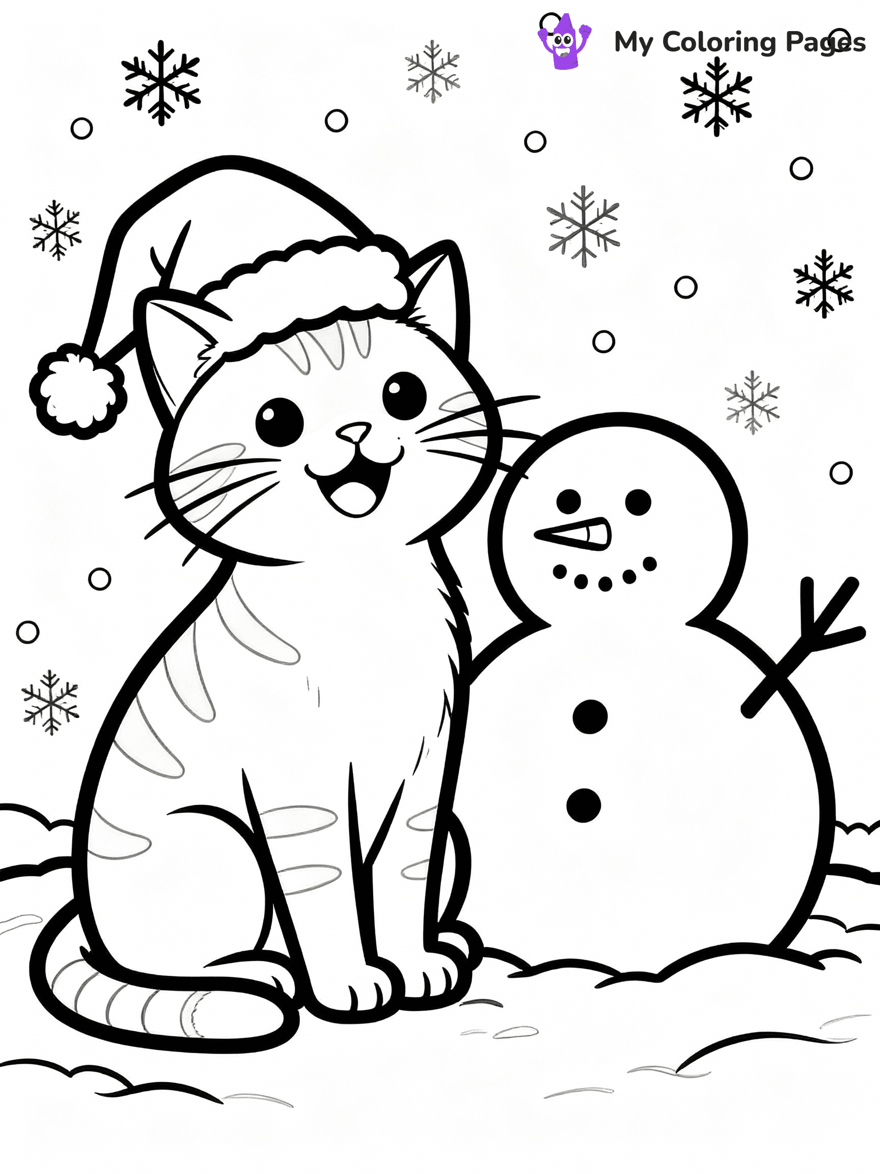 Christmas Cat Coloring Pages - 12