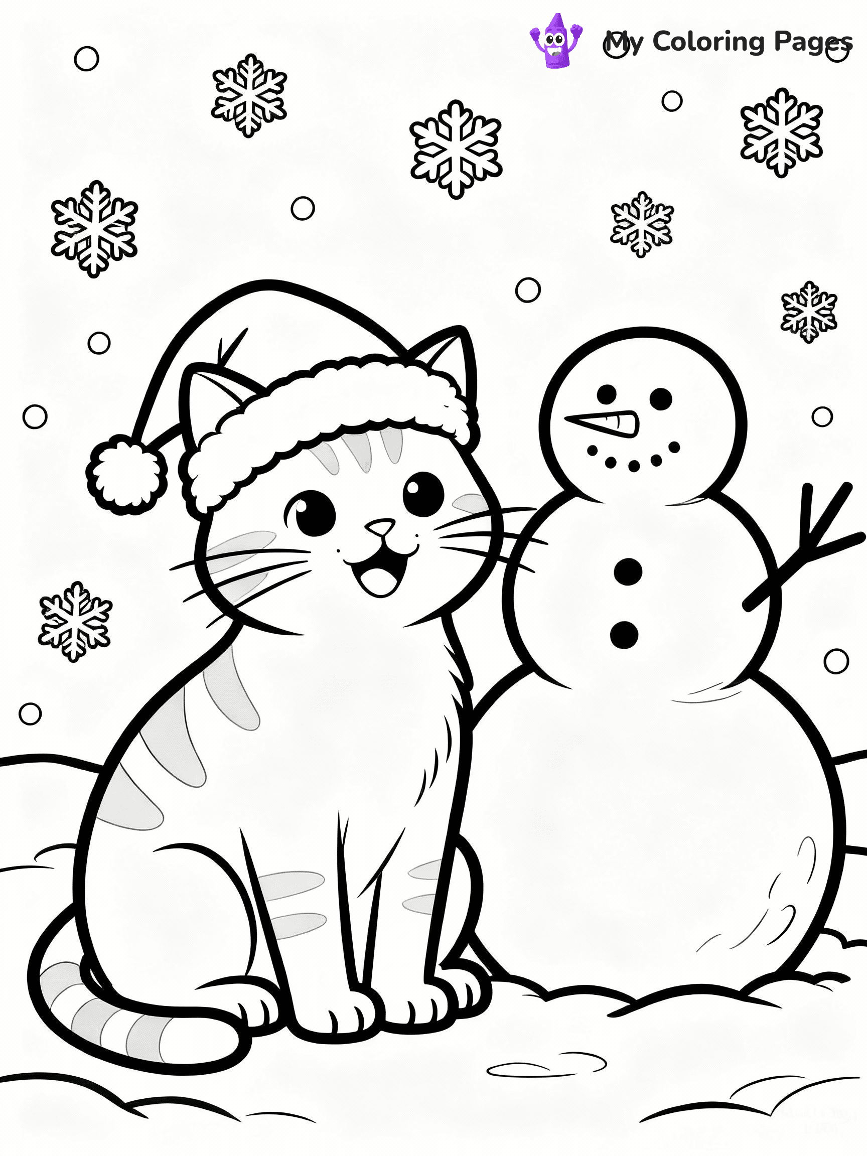 Christmas Cat Coloring Pages - 11