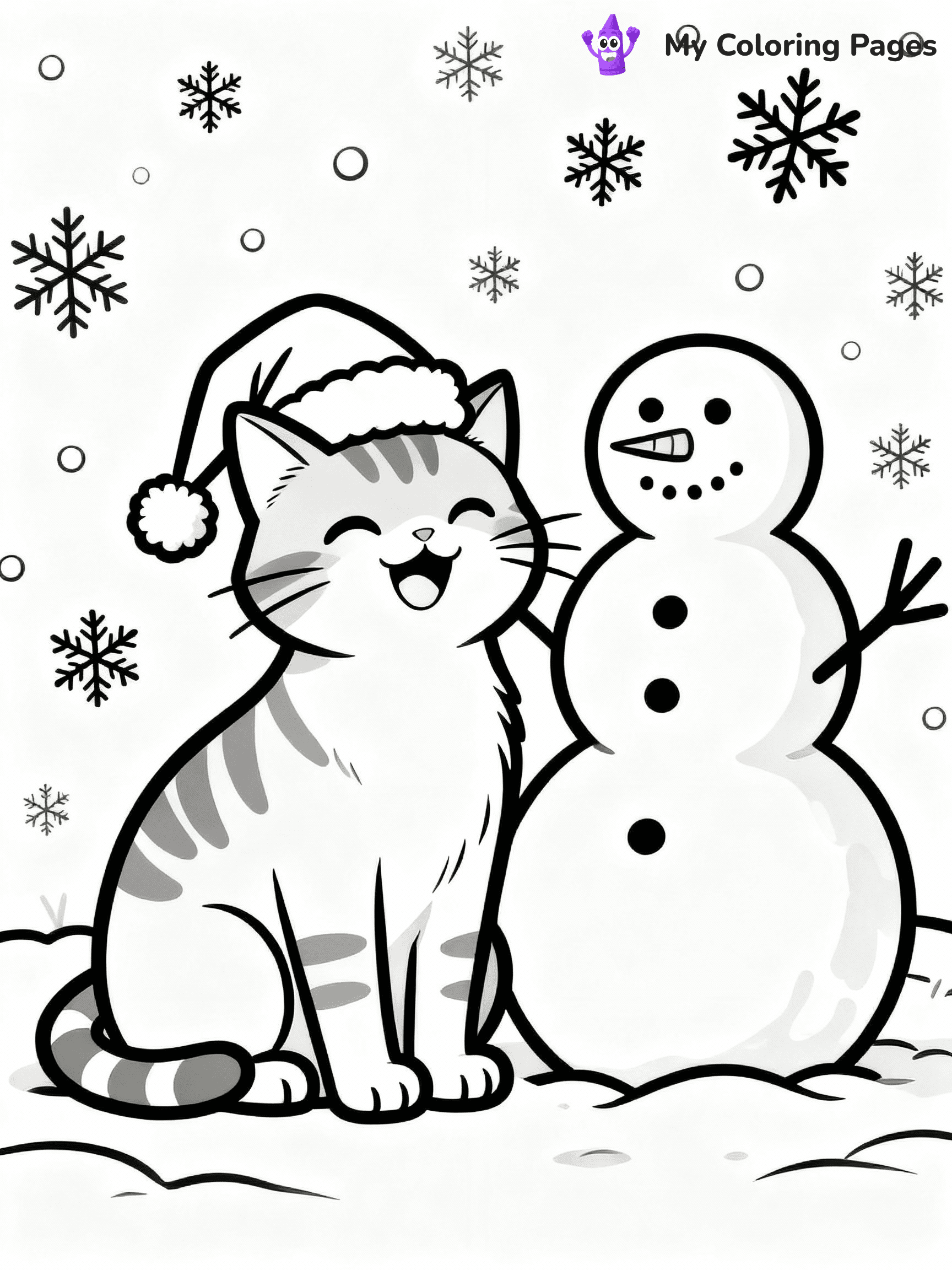 Christmas Cat Coloring Pages - 10