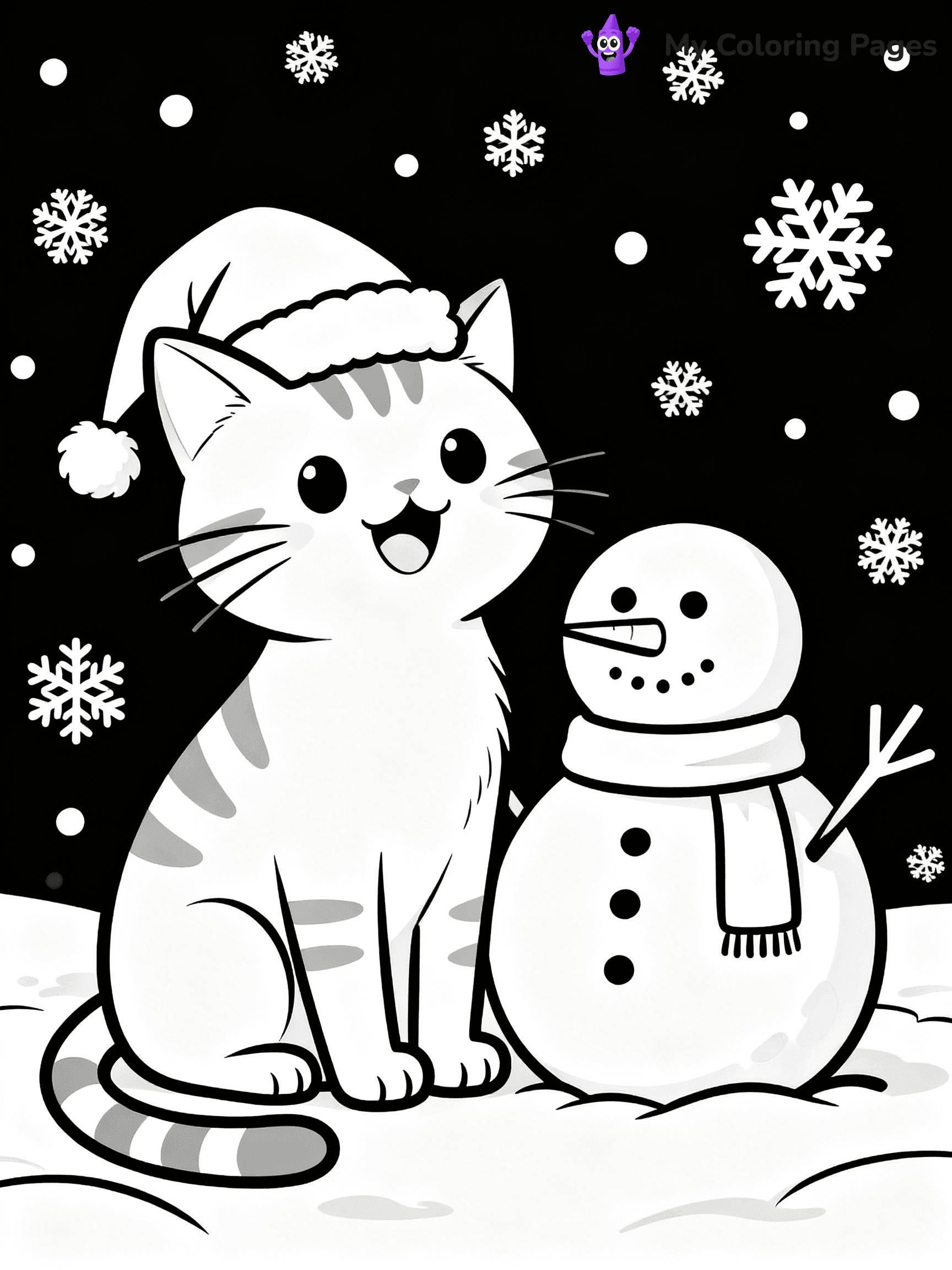 Christmas Cat Coloring Pages - 9