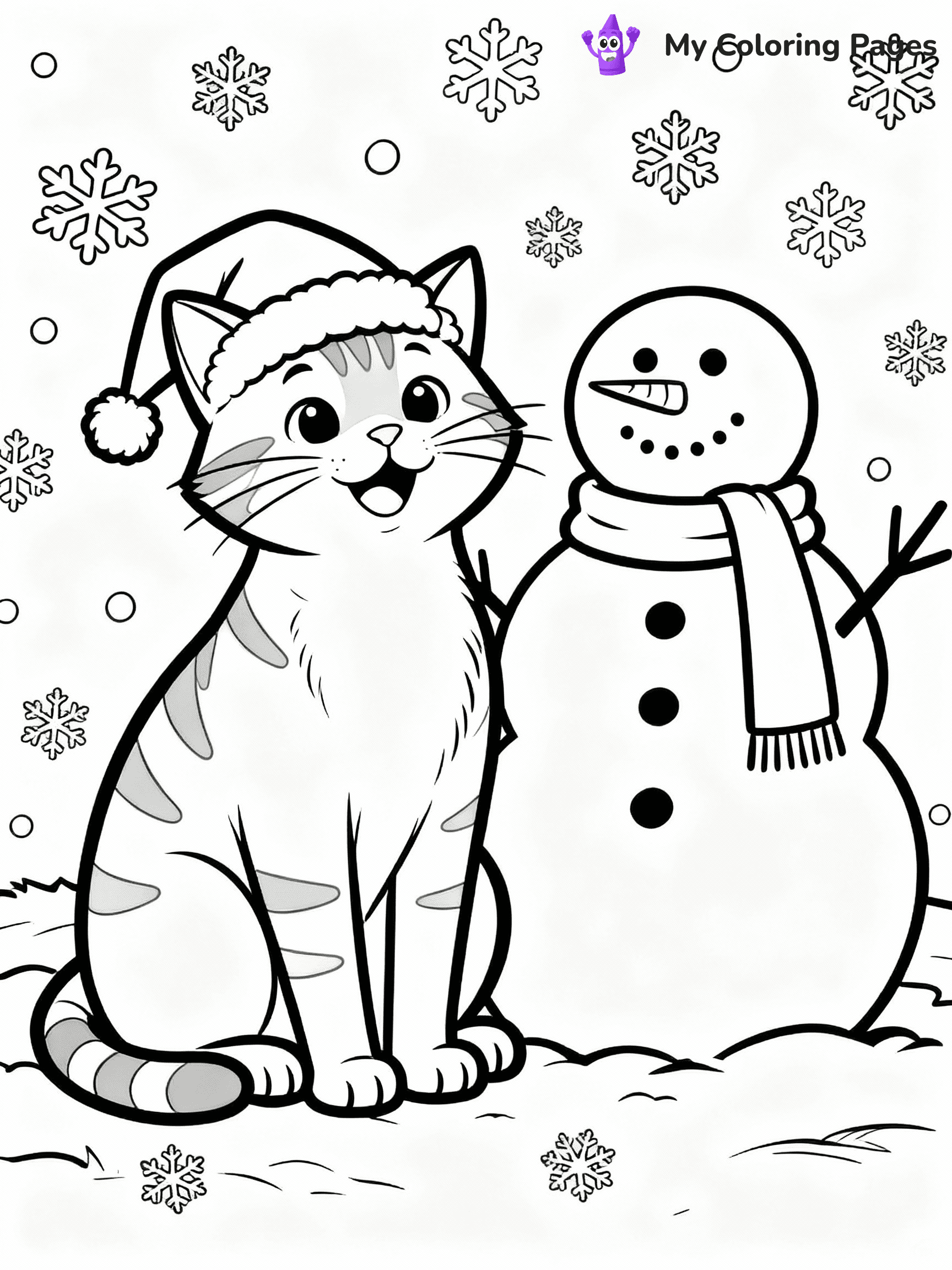 Christmas Cat Coloring Pages - 8