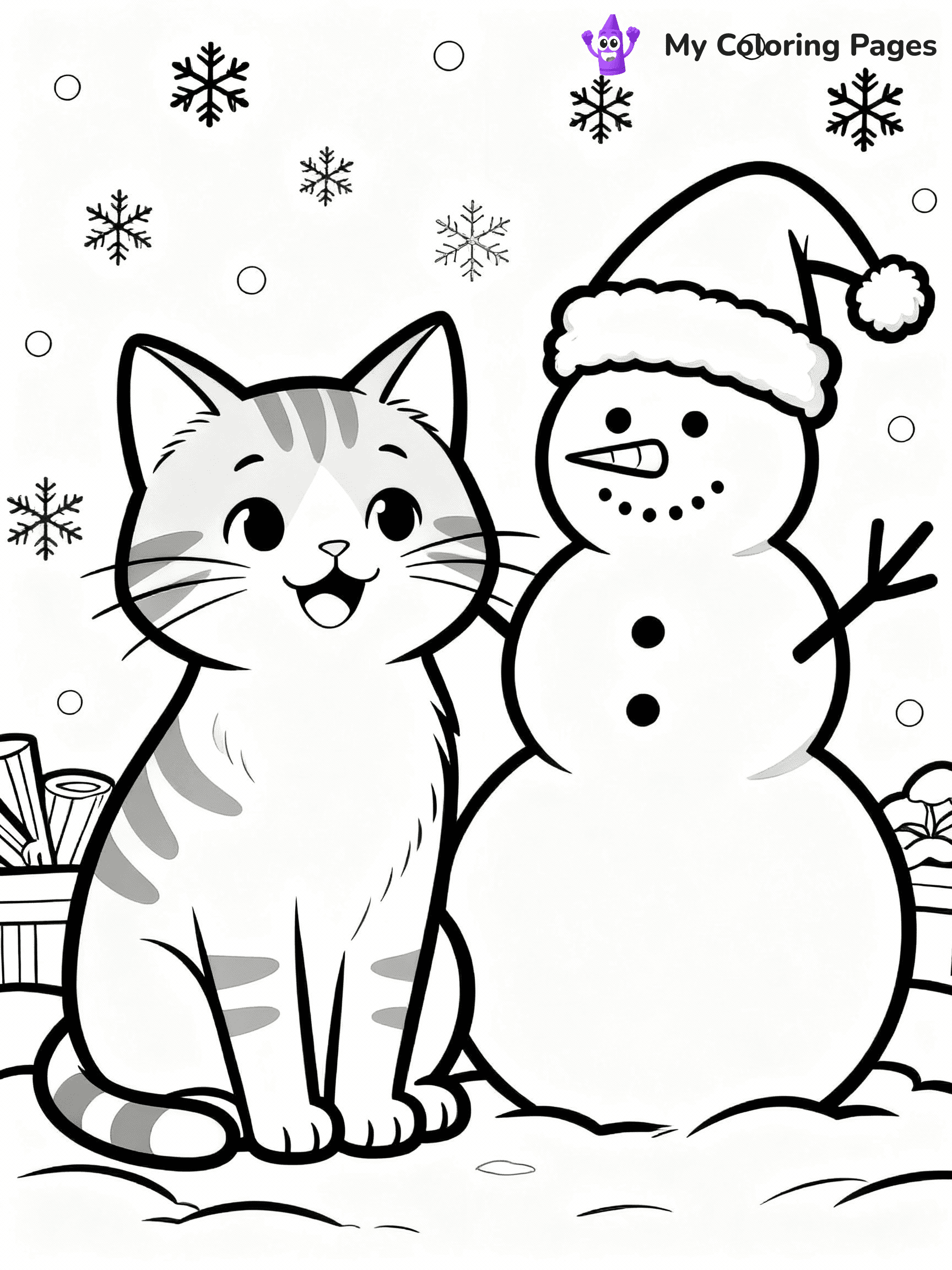 Christmas Cat Coloring Pages - 7