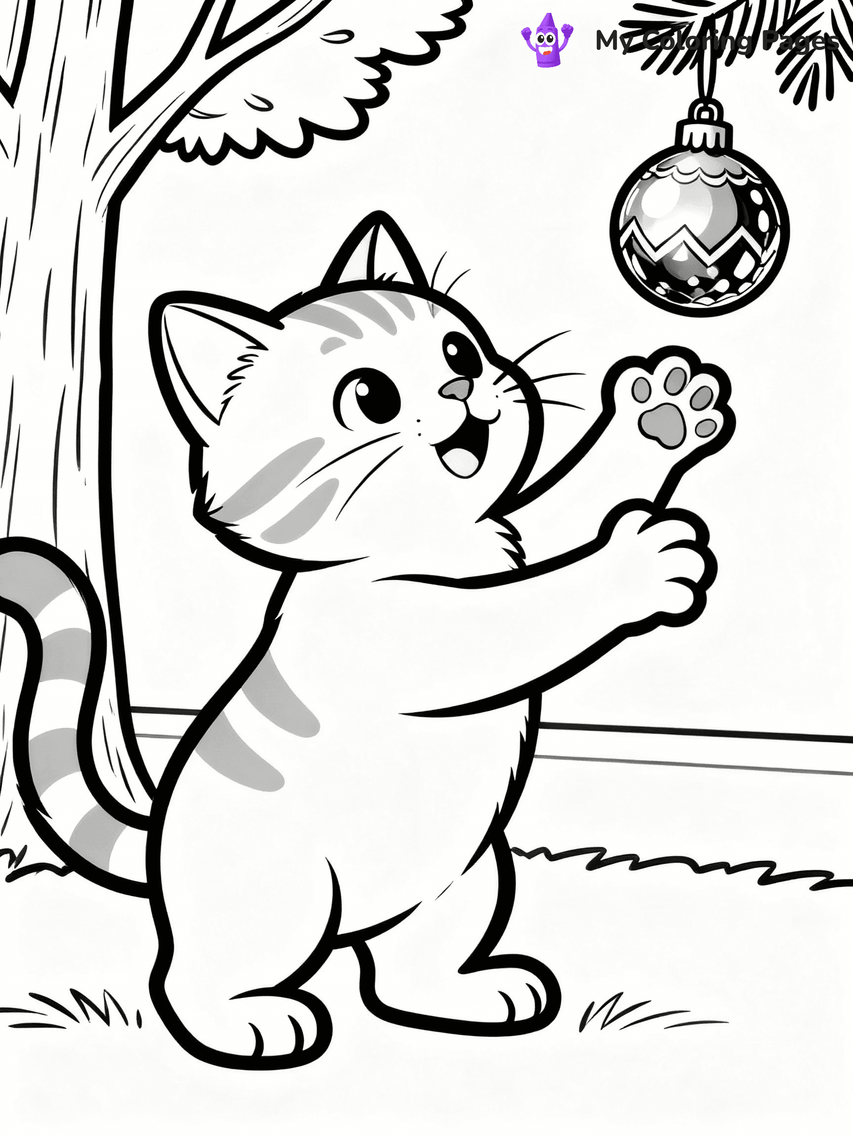 Christmas Cat Coloring Pages - 6