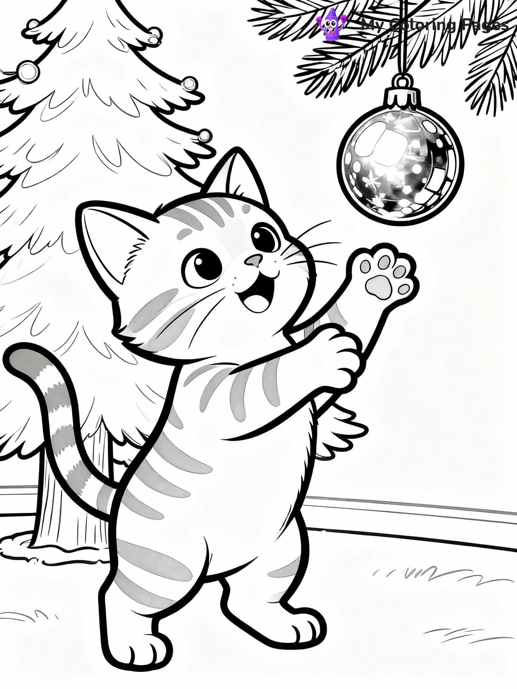 Christmas Cat Coloring Pages - 5