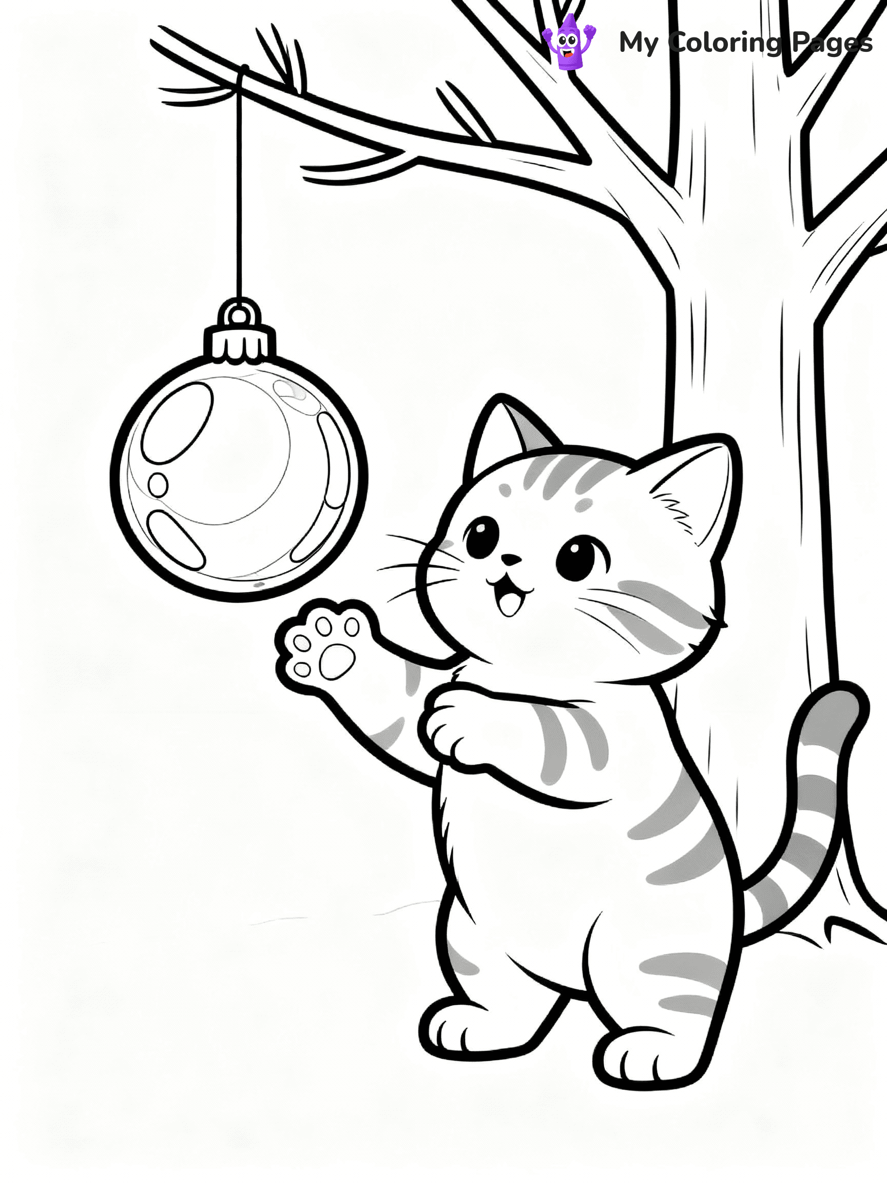 Christmas Cat Coloring Pages - 4