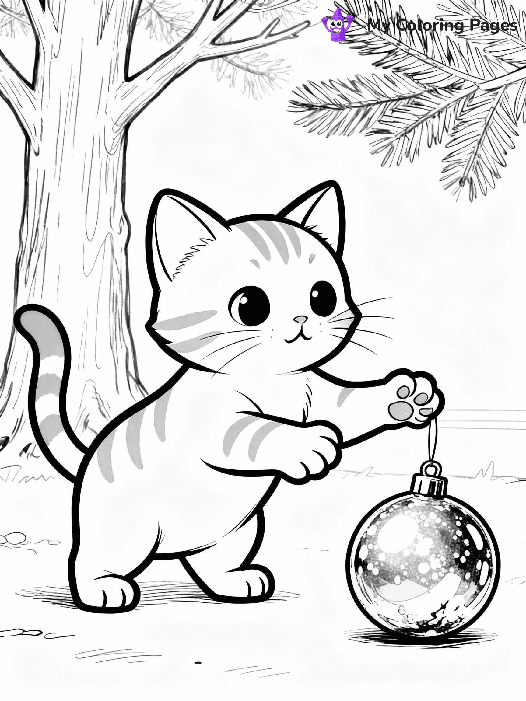 Christmas Cat Coloring Pages - 3