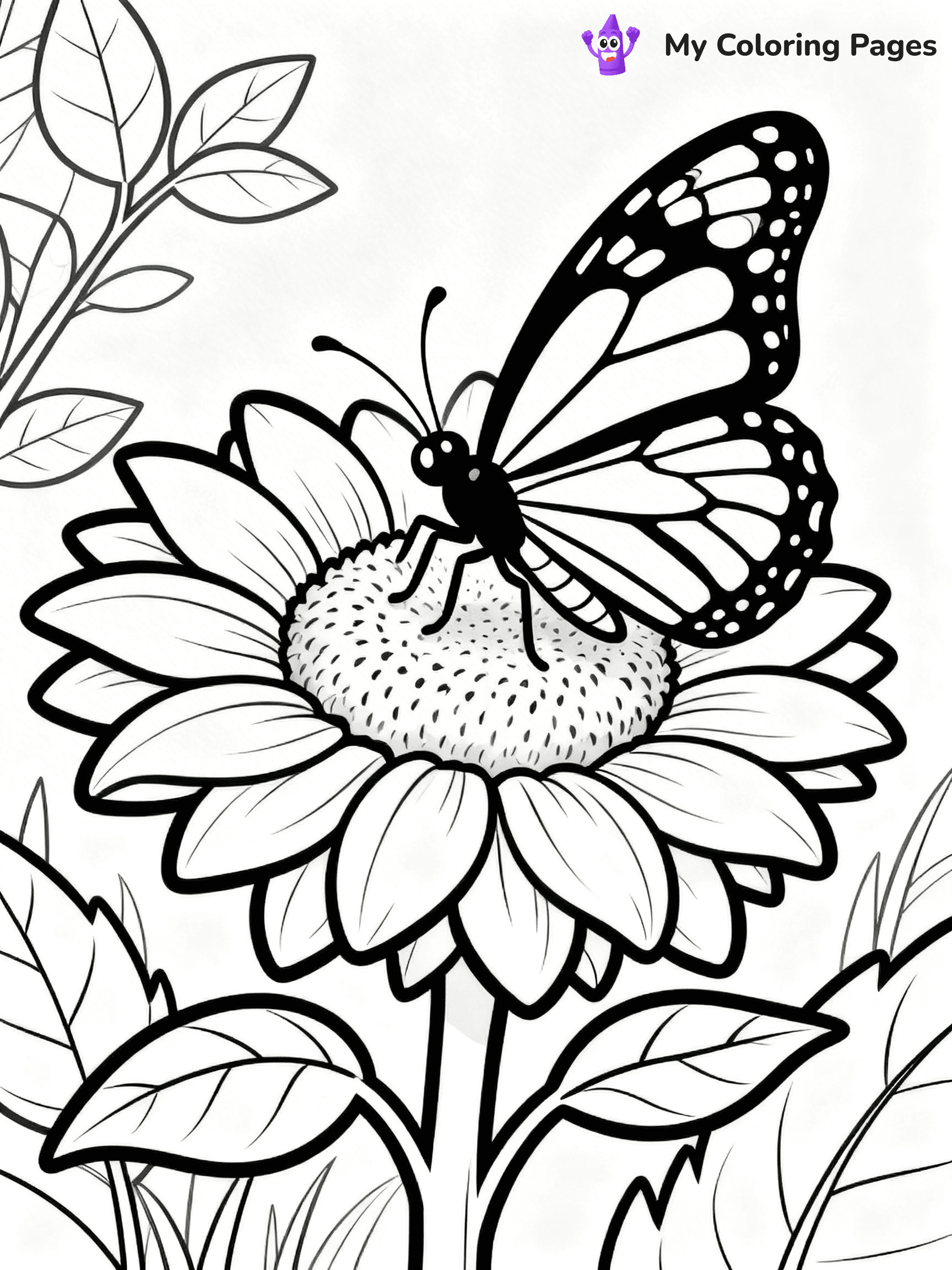 Coloring Pages Flowers and Butterflies - 69