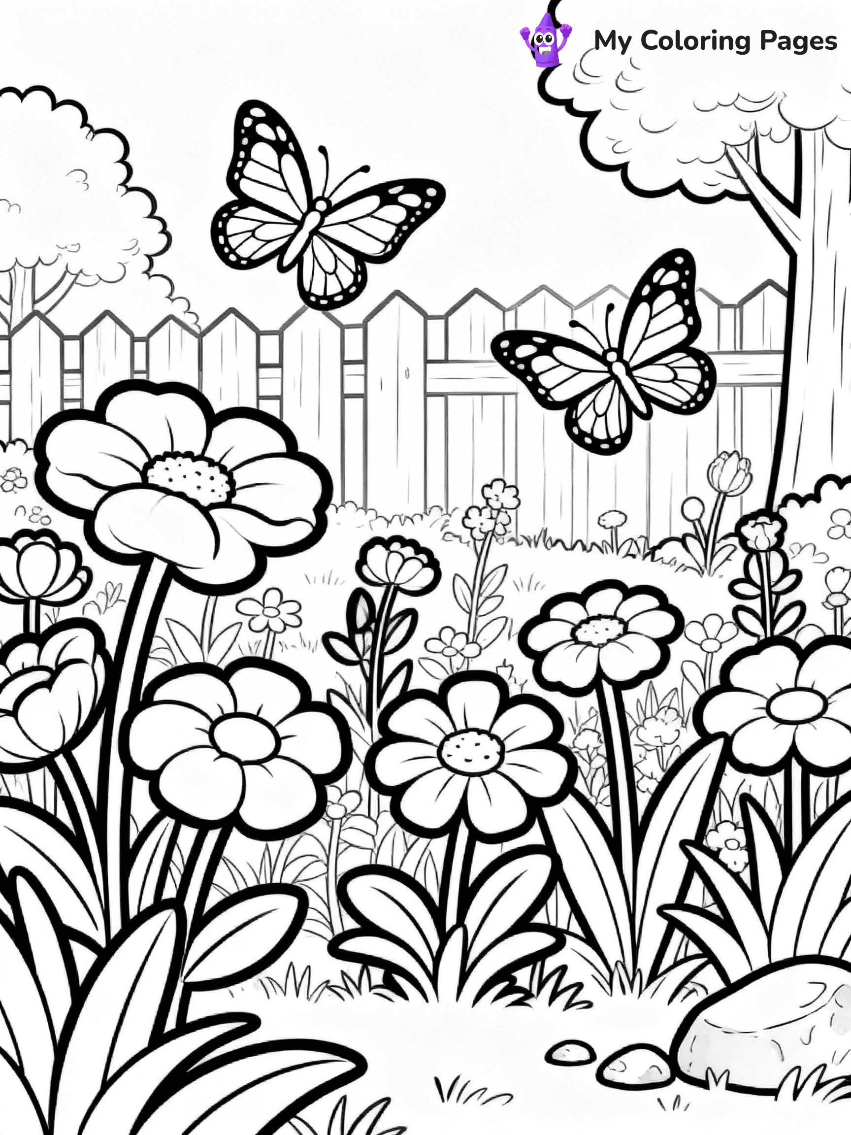 Coloring Pages Flowers and Butterflies - 5