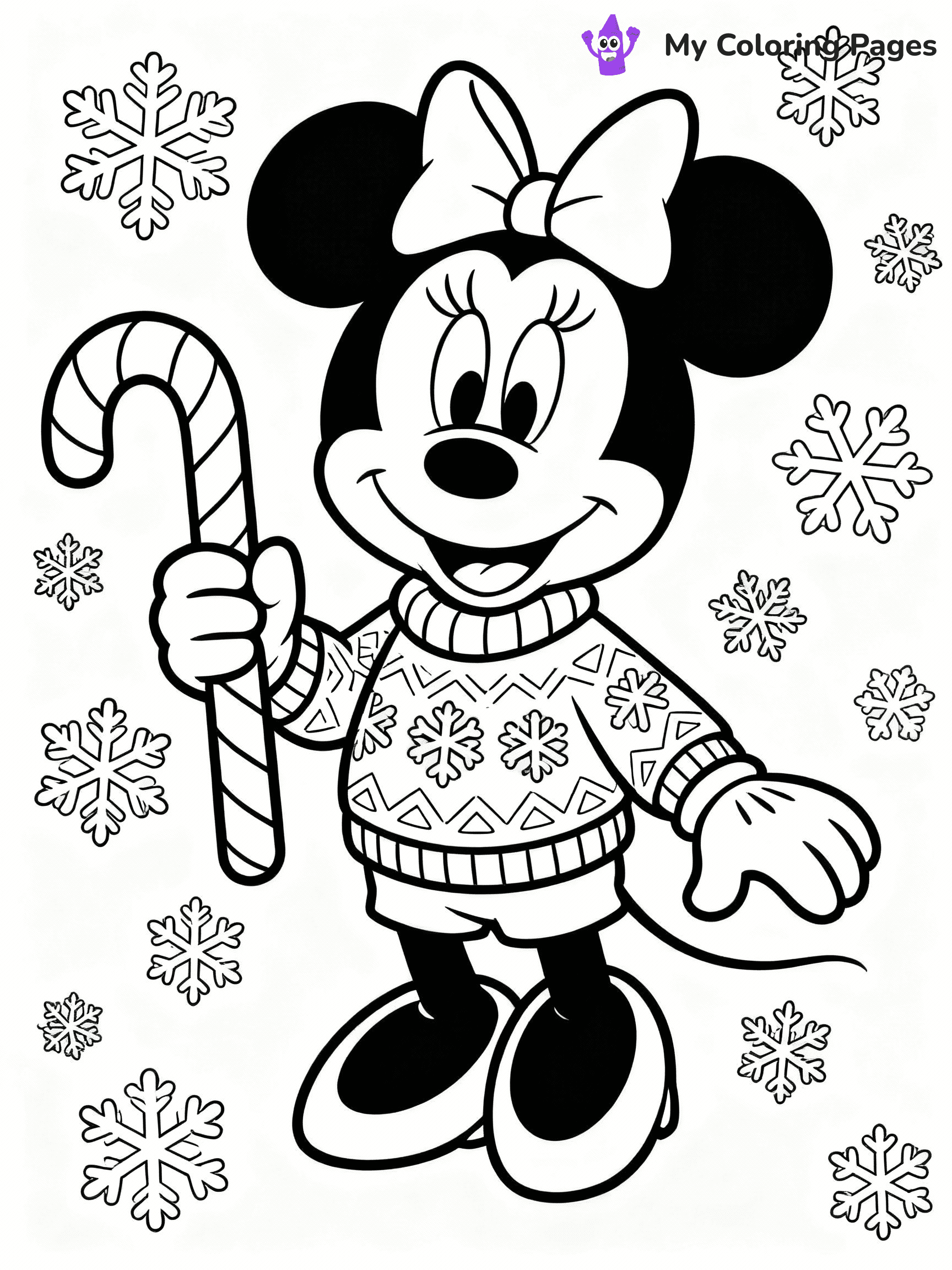 ⚠️ CRITICAL REQUIREMENT - ABSOLUTE BLACK AND WHITE ONLY ⚠️
This MUST be a BLACK AND WHITE line drawing ONLY. NO COLORS whatsoever.
- ONLY pure black lines (#000000) on pure white background (#FFFFFF)
- ABSOLUTELY NO colors, NO shading, NO gradients, NO grayscale
- If there are ANY colors in the output, the image is REJECTED
- This is a COLORING PAGE - meant to be COLORED IN by children
- The output must be UNCOLORED line art ready for coloring
⚠️ SUBJECT TO DRAW: Christmas-themed Minnie Mouse from Disney, wearing a festive sweater, holding a candy cane, snowflakes around
(REMEMBER: Output must be BLACK AND WHITE line art only, NOT colored!)
# COLORING PAGE: BLACK OUTLINES ONLY - WHITE BACKGROUND MANDATORY
Create a **coloring book page** using EXACTLY two values: black lines, white space.
## NON-NEGOTIABLE BINARY RULES
- **ONLY #000000 (black) and #FFFFFF (white)** - NO other values exist
- **EVERY PIXEL = BLACK OR WHITE** - no gray/shading/antialiasing
- **WHITE BACKGROUND MANDATORY** - entire canvas stays white
- **ALL SHAPES HOLLOW** - everything is empty outlines waiting to be colored
- **FORBIDDEN:** fills, shading, gradients, patterns, textures, colors
- **NO SOLID REGIONS** - if it's not a thin line, it's wrong
## Universal Line Standards
- Black outlines ONLY - thin, uniform weight
- Every shape completely empty inside
- Closed contours suitable for coloring
- Simple flat illustration - zero depth/3D/realism
- **Style:** Whimsical Doodle Art Alley - rounded, friendly outlines (unless specified)
## Everything = Outline Only
- Characters/animals: hollow shapes
- Objects/clothing: empty contours
- Backgrounds/scenery: line work only
- Natural elements: outlined forms
- Dark/night areas: don't exist (use outlined symbols)
- Textures/patterns: convert to simple lines
## The Test
Can a child color EVERY white space with crayons? If any area is pre-filled/shaded/gray, it FAILS. Every shape must be waiting to receive color.
**FINAL OUTPUT**: Binary coloring page. Black lines define shapes. White spaces ready for coloring. Nothing else exists. No exceptions. Print-ready.
⚠️ FINAL REMINDER: Draw the subject "Christmas-themed Minnie Mouse from Disney, wearing a festive sweater, holding a candy cane, snowflakes around" as BLACK AND WHITE line art. Zero colors in output.