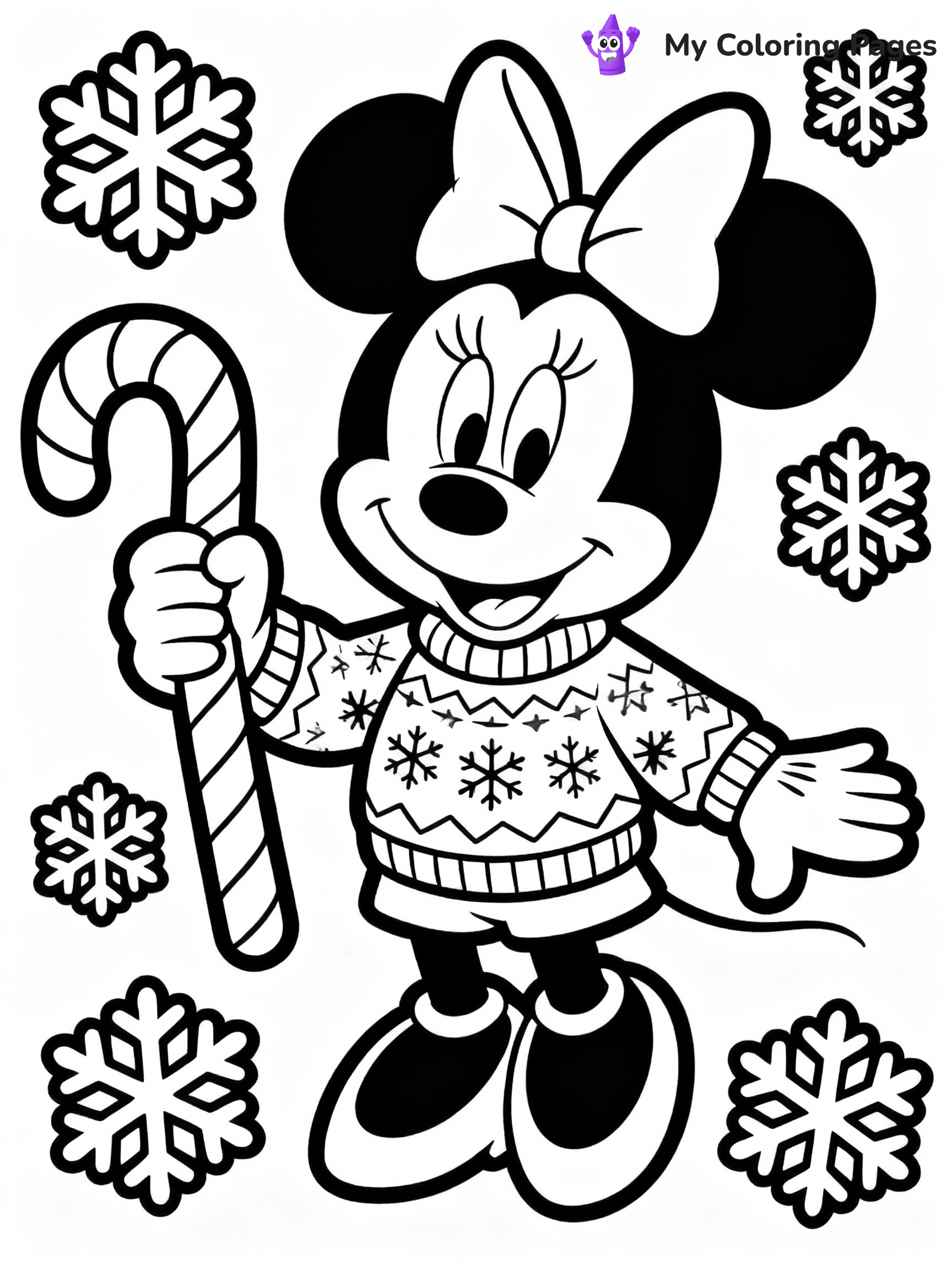 ⚠️ CRITICAL REQUIREMENT - ABSOLUTE BLACK AND WHITE ONLY ⚠️
This MUST be a BLACK AND WHITE line drawing ONLY. NO COLORS whatsoever.
- ONLY pure black lines (#000000) on pure white background (#FFFFFF)
- ABSOLUTELY NO colors, NO shading, NO gradients, NO grayscale
- If there are ANY colors in the output, the image is REJECTED
- This is a COLORING PAGE - meant to be COLORED IN by children
- The output must be UNCOLORED line art ready for coloring
⚠️ SUBJECT TO DRAW: Christmas-themed Minnie Mouse from Disney, wearing a festive sweater, holding a candy cane, snowflakes around
(REMEMBER: Output must be BLACK AND WHITE line art only, NOT colored!)
# COLORING PAGE: BLACK OUTLINES ONLY - WHITE BACKGROUND MANDATORY
Create a **coloring book page** using EXACTLY two values: black lines, white space.
## NON-NEGOTIABLE BINARY RULES
- **ONLY #000000 (black) and #FFFFFF (white)** - NO other values exist
- **EVERY PIXEL = BLACK OR WHITE** - no gray/shading/antialiasing
- **WHITE BACKGROUND MANDATORY** - entire canvas stays white
- **ALL SHAPES HOLLOW** - everything is empty outlines waiting to be colored
- **FORBIDDEN:** fills, shading, gradients, patterns, textures, colors
- **NO SOLID REGIONS** - if it's not a thin line, it's wrong
## Universal Line Standards
- Black outlines ONLY - thin, uniform weight
- Every shape completely empty inside
- Closed contours suitable for coloring
- Simple flat illustration - zero depth/3D/realism
- **Style:** Whimsical Doodle Art Alley - rounded, friendly outlines (unless specified)
## Everything = Outline Only
- Characters/animals: hollow shapes
- Objects/clothing: empty contours
- Backgrounds/scenery: line work only
- Natural elements: outlined forms
- Dark/night areas: don't exist (use outlined symbols)
- Textures/patterns: convert to simple lines
## The Test
Can a child color EVERY white space with crayons? If any area is pre-filled/shaded/gray, it FAILS. Every shape must be waiting to receive color.
**FINAL OUTPUT**: Binary coloring page. Black lines define shapes. White spaces ready for coloring. Nothing else exists. No exceptions. Print-ready.
⚠️ FINAL REMINDER: Draw the subject "Christmas-themed Minnie Mouse from Disney, wearing a festive sweater, holding a candy cane, snowflakes around" as BLACK AND WHITE line art. Zero colors in output.