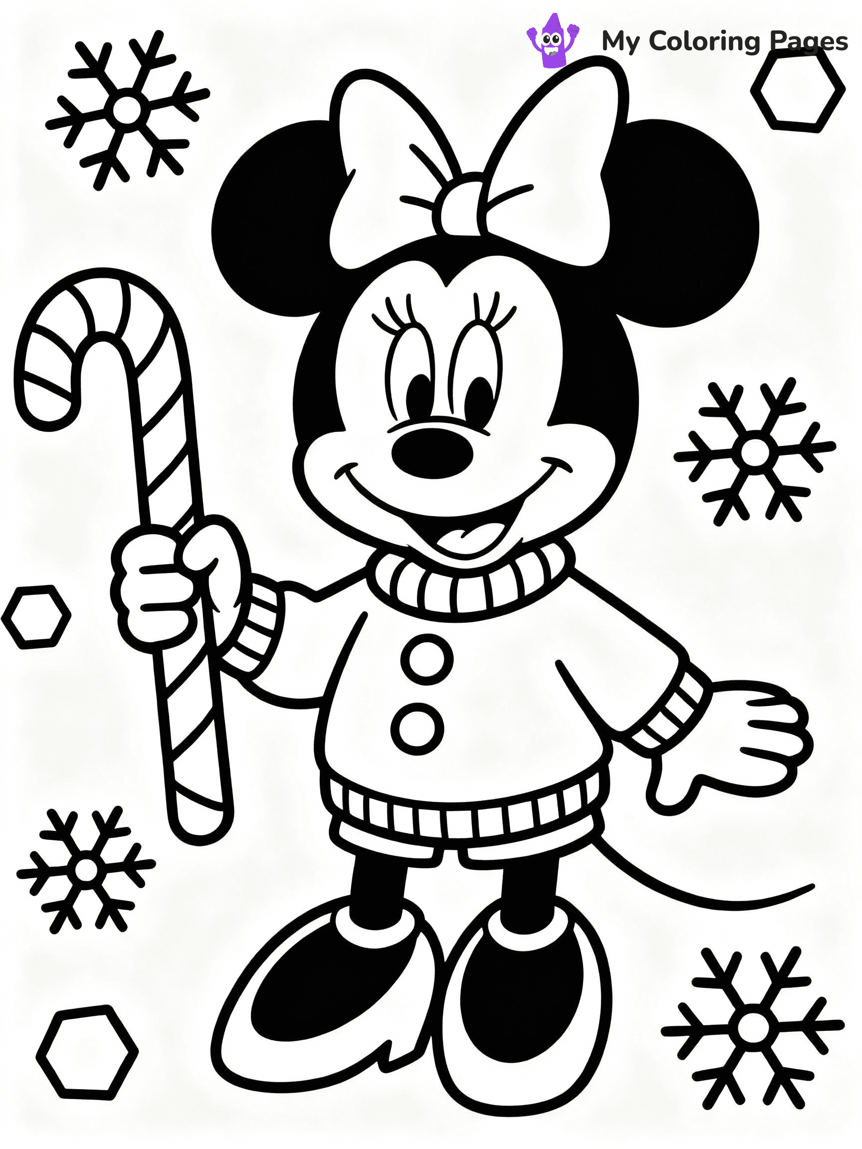 ⚠️ CRITICAL REQUIREMENT - ABSOLUTE BLACK AND WHITE ONLY ⚠️
This MUST be a BLACK AND WHITE line drawing ONLY. NO COLORS whatsoever.
- ONLY pure black lines (#000000) on pure white background (#FFFFFF)
- ABSOLUTELY NO colors, NO shading, NO gradients, NO grayscale
- If there are ANY colors in the output, the image is REJECTED
- This is a COLORING PAGE - meant to be COLORED IN by children
- The output must be UNCOLORED line art ready for coloring
⚠️ SUBJECT TO DRAW: Christmas-themed Minnie Mouse from Disney, wearing a festive sweater, holding a candy cane, snowflakes around
(REMEMBER: Output must be BLACK AND WHITE line art only, NOT colored!)
# COLORING PAGE: BLACK OUTLINES ONLY - WHITE BACKGROUND MANDATORY
Create a **coloring book page** using EXACTLY two values: black lines, white space.
## NON-NEGOTIABLE BINARY RULES
- **ONLY #000000 (black) and #FFFFFF (white)** - NO other values exist
- **EVERY PIXEL = BLACK OR WHITE** - no gray/shading/antialiasing
- **WHITE BACKGROUND MANDATORY** - entire canvas stays white
- **ALL SHAPES HOLLOW** - everything is empty outlines waiting to be colored
- **FORBIDDEN:** fills, shading, gradients, patterns, textures, colors
- **NO SOLID REGIONS** - if it's not a thin line, it's wrong
## Universal Line Standards
- Black outlines ONLY - thin, uniform weight
- Every shape completely empty inside
- Closed contours suitable for coloring
- Simple flat illustration - zero depth/3D/realism
- **Style:** Whimsical Doodle Art Alley - rounded, friendly outlines (unless specified)
## Everything = Outline Only
- Characters/animals: hollow shapes
- Objects/clothing: empty contours
- Backgrounds/scenery: line work only
- Natural elements: outlined forms
- Dark/night areas: don't exist (use outlined symbols)
- Textures/patterns: convert to simple lines
## The Test
Can a child color EVERY white space with crayons? If any area is pre-filled/shaded/gray, it FAILS. Every shape must be waiting to receive color.
**FINAL OUTPUT**: Binary coloring page. Black lines define shapes. White spaces ready for coloring. Nothing else exists. No exceptions. Print-ready.
⚠️ FINAL REMINDER: Draw the subject "Christmas-themed Minnie Mouse from Disney, wearing a festive sweater, holding a candy cane, snowflakes around" as BLACK AND WHITE line art. Zero colors in output.