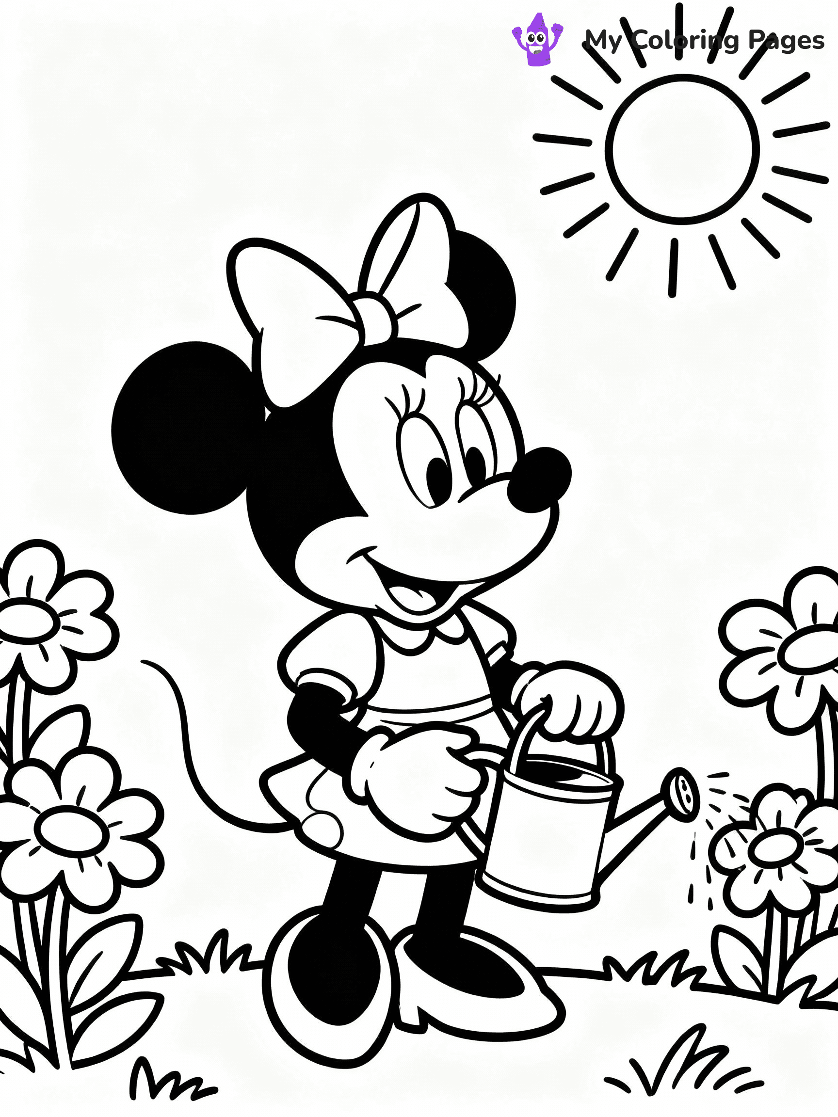 ⚠️ CRITICAL REQUIREMENT - ABSOLUTE BLACK AND WHITE ONLY ⚠️
This MUST be a BLACK AND WHITE line drawing ONLY. NO COLORS whatsoever.
- ONLY pure black lines (#000000) on pure white background (#FFFFFF)
- ABSOLUTELY NO colors, NO shading, NO gradients, NO grayscale
- If there are ANY colors in the output, the image is REJECTED
- This is a COLORING PAGE - meant to be COLORED IN by children
- The output must be UNCOLORED line art ready for coloring
⚠️ SUBJECT TO DRAW: Minnie Mouse from Disney, gardening with flowers, watering can in hand, sun shining brightly
(REMEMBER: Output must be BLACK AND WHITE line art only, NOT colored!)
# COLORING PAGE: BLACK OUTLINES ONLY - WHITE BACKGROUND MANDATORY
Create a **coloring book page** using EXACTLY two values: black lines, white space.
## NON-NEGOTIABLE BINARY RULES
- **ONLY #000000 (black) and #FFFFFF (white)** - NO other values exist
- **EVERY PIXEL = BLACK OR WHITE** - no gray/shading/antialiasing
- **WHITE BACKGROUND MANDATORY** - entire canvas stays white
- **ALL SHAPES HOLLOW** - everything is empty outlines waiting to be colored
- **FORBIDDEN:** fills, shading, gradients, patterns, textures, colors
- **NO SOLID REGIONS** - if it's not a thin line, it's wrong
## Universal Line Standards
- Black outlines ONLY - thin, uniform weight
- Every shape completely empty inside
- Closed contours suitable for coloring
- Simple flat illustration - zero depth/3D/realism
- **Style:** Whimsical Doodle Art Alley - rounded, friendly outlines (unless specified)
## Everything = Outline Only
- Characters/animals: hollow shapes
- Objects/clothing: empty contours
- Backgrounds/scenery: line work only
- Natural elements: outlined forms
- Dark/night areas: don't exist (use outlined symbols)
- Textures/patterns: convert to simple lines
## The Test
Can a child color EVERY white space with crayons? If any area is pre-filled/shaded/gray, it FAILS. Every shape must be waiting to receive color.
**FINAL OUTPUT**: Binary coloring page. Black lines define shapes. White spaces ready for coloring. Nothing else exists. No exceptions. Print-ready.
⚠️ FINAL REMINDER: Draw the subject "Minnie Mouse from Disney, gardening with flowers, watering can in hand, sun shining brightly" as BLACK AND WHITE line art. Zero colors in output.