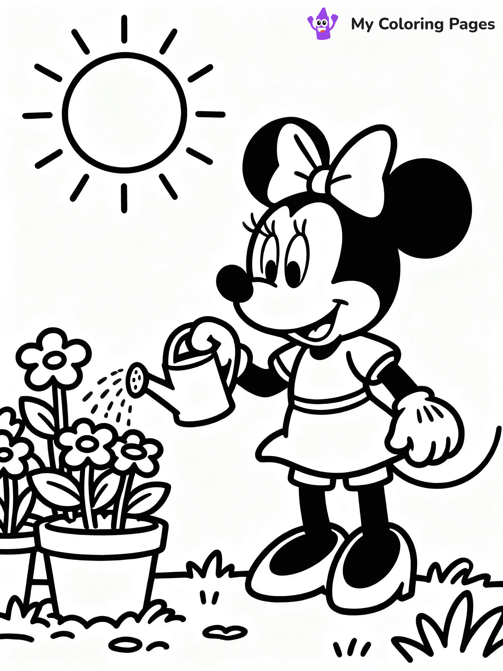 ⚠️ CRITICAL REQUIREMENT - ABSOLUTE BLACK AND WHITE ONLY ⚠️
This MUST be a BLACK AND WHITE line drawing ONLY. NO COLORS whatsoever.
- ONLY pure black lines (#000000) on pure white background (#FFFFFF)
- ABSOLUTELY NO colors, NO shading, NO gradients, NO grayscale
- If there are ANY colors in the output, the image is REJECTED
- This is a COLORING PAGE - meant to be COLORED IN by children
- The output must be UNCOLORED line art ready for coloring
⚠️ SUBJECT TO DRAW: Minnie Mouse from Disney, gardening with flowers, watering can in hand, sun shining brightly
(REMEMBER: Output must be BLACK AND WHITE line art only, NOT colored!)
# COLORING PAGE: BLACK OUTLINES ONLY - WHITE BACKGROUND MANDATORY
Create a **coloring book page** using EXACTLY two values: black lines, white space.
## NON-NEGOTIABLE BINARY RULES
- **ONLY #000000 (black) and #FFFFFF (white)** - NO other values exist
- **EVERY PIXEL = BLACK OR WHITE** - no gray/shading/antialiasing
- **WHITE BACKGROUND MANDATORY** - entire canvas stays white
- **ALL SHAPES HOLLOW** - everything is empty outlines waiting to be colored
- **FORBIDDEN:** fills, shading, gradients, patterns, textures, colors
- **NO SOLID REGIONS** - if it's not a thin line, it's wrong
## Universal Line Standards
- Black outlines ONLY - thin, uniform weight
- Every shape completely empty inside
- Closed contours suitable for coloring
- Simple flat illustration - zero depth/3D/realism
- **Style:** Whimsical Doodle Art Alley - rounded, friendly outlines (unless specified)
## Everything = Outline Only
- Characters/animals: hollow shapes
- Objects/clothing: empty contours
- Backgrounds/scenery: line work only
- Natural elements: outlined forms
- Dark/night areas: don't exist (use outlined symbols)
- Textures/patterns: convert to simple lines
## The Test
Can a child color EVERY white space with crayons? If any area is pre-filled/shaded/gray, it FAILS. Every shape must be waiting to receive color.
**FINAL OUTPUT**: Binary coloring page. Black lines define shapes. White spaces ready for coloring. Nothing else exists. No exceptions. Print-ready.
⚠️ FINAL REMINDER: Draw the subject "Minnie Mouse from Disney, gardening with flowers, watering can in hand, sun shining brightly" as BLACK AND WHITE line art. Zero colors in output.