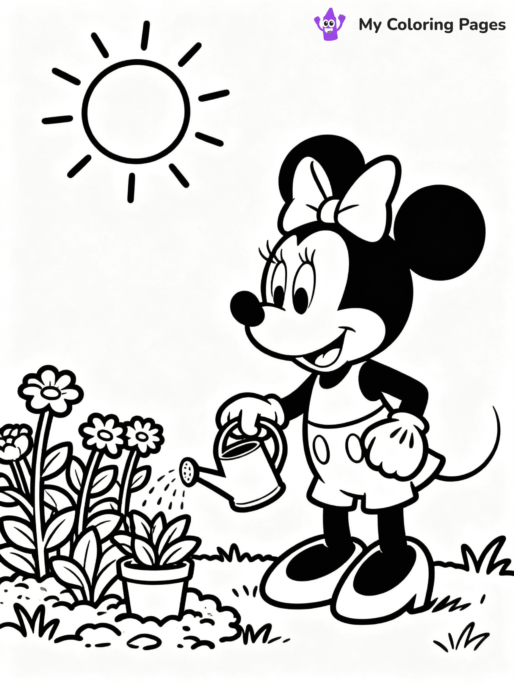 ⚠️ CRITICAL REQUIREMENT - ABSOLUTE BLACK AND WHITE ONLY ⚠️
This MUST be a BLACK AND WHITE line drawing ONLY. NO COLORS whatsoever.
- ONLY pure black lines (#000000) on pure white background (#FFFFFF)
- ABSOLUTELY NO colors, NO shading, NO gradients, NO grayscale
- If there are ANY colors in the output, the image is REJECTED
- This is a COLORING PAGE - meant to be COLORED IN by children
- The output must be UNCOLORED line art ready for coloring
⚠️ SUBJECT TO DRAW: Minnie Mouse from Disney, gardening with flowers, watering can in hand, sun shining brightly
(REMEMBER: Output must be BLACK AND WHITE line art only, NOT colored!)
# COLORING PAGE: BLACK OUTLINES ONLY - WHITE BACKGROUND MANDATORY
Create a **coloring book page** using EXACTLY two values: black lines, white space.
## NON-NEGOTIABLE BINARY RULES
- **ONLY #000000 (black) and #FFFFFF (white)** - NO other values exist
- **EVERY PIXEL = BLACK OR WHITE** - no gray/shading/antialiasing
- **WHITE BACKGROUND MANDATORY** - entire canvas stays white
- **ALL SHAPES HOLLOW** - everything is empty outlines waiting to be colored
- **FORBIDDEN:** fills, shading, gradients, patterns, textures, colors
- **NO SOLID REGIONS** - if it's not a thin line, it's wrong
## Universal Line Standards
- Black outlines ONLY - thin, uniform weight
- Every shape completely empty inside
- Closed contours suitable for coloring
- Simple flat illustration - zero depth/3D/realism
- **Style:** Whimsical Doodle Art Alley - rounded, friendly outlines (unless specified)
## Everything = Outline Only
- Characters/animals: hollow shapes
- Objects/clothing: empty contours
- Backgrounds/scenery: line work only
- Natural elements: outlined forms
- Dark/night areas: don't exist (use outlined symbols)
- Textures/patterns: convert to simple lines
## The Test
Can a child color EVERY white space with crayons? If any area is pre-filled/shaded/gray, it FAILS. Every shape must be waiting to receive color.
**FINAL OUTPUT**: Binary coloring page. Black lines define shapes. White spaces ready for coloring. Nothing else exists. No exceptions. Print-ready.
⚠️ FINAL REMINDER: Draw the subject "Minnie Mouse from Disney, gardening with flowers, watering can in hand, sun shining brightly" as BLACK AND WHITE line art. Zero colors in output.