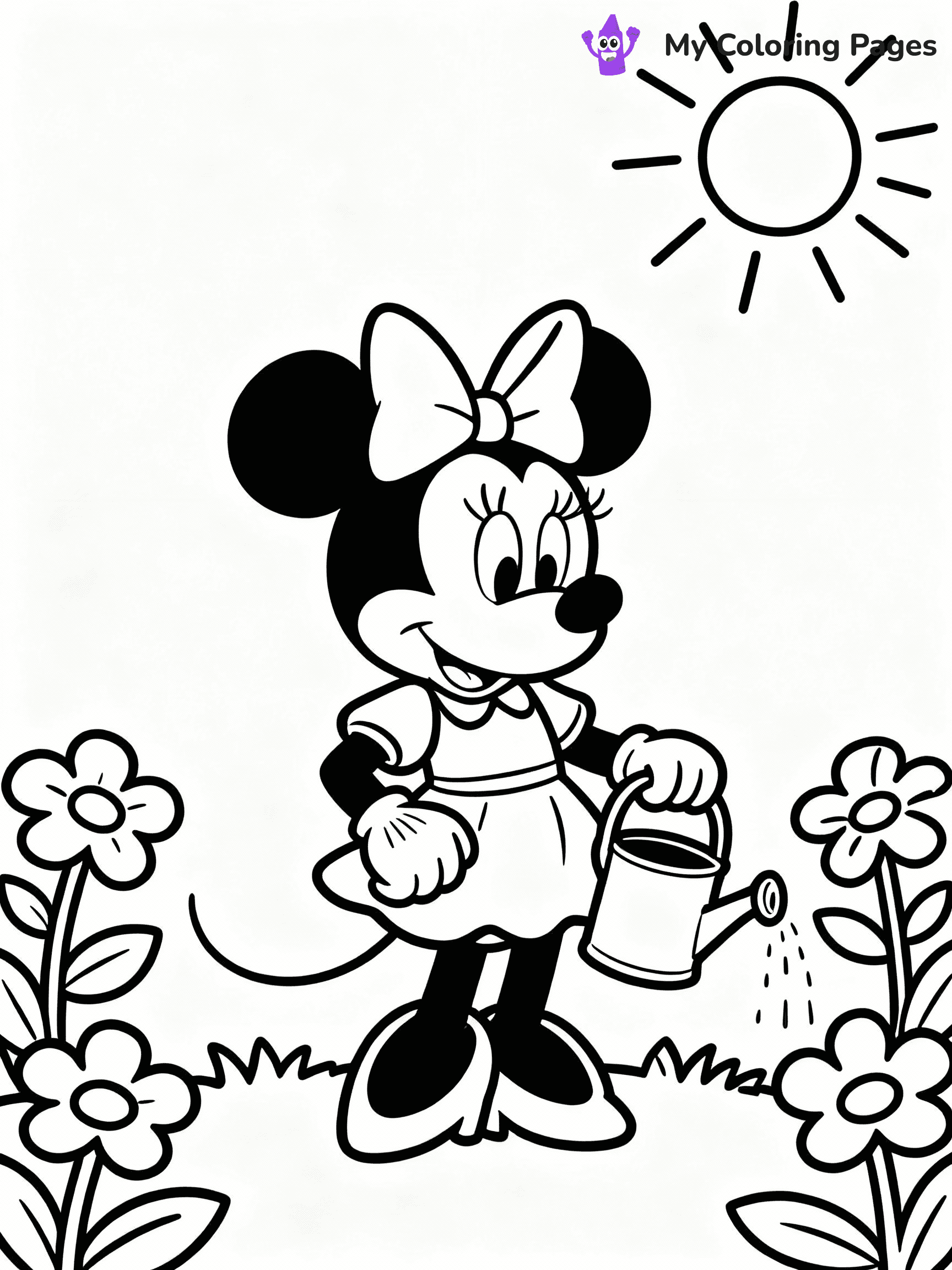 ⚠️ CRITICAL REQUIREMENT - ABSOLUTE BLACK AND WHITE ONLY ⚠️
This MUST be a BLACK AND WHITE line drawing ONLY. NO COLORS whatsoever.
- ONLY pure black lines (#000000) on pure white background (#FFFFFF)
- ABSOLUTELY NO colors, NO shading, NO gradients, NO grayscale
- If there are ANY colors in the output, the image is REJECTED
- This is a COLORING PAGE - meant to be COLORED IN by children
- The output must be UNCOLORED line art ready for coloring
⚠️ SUBJECT TO DRAW: Minnie Mouse from Disney, gardening with flowers, watering can in hand, sun shining brightly
(REMEMBER: Output must be BLACK AND WHITE line art only, NOT colored!)
# COLORING PAGE: BLACK OUTLINES ONLY - WHITE BACKGROUND MANDATORY
Create a **coloring book page** using EXACTLY two values: black lines, white space.
## NON-NEGOTIABLE BINARY RULES
- **ONLY #000000 (black) and #FFFFFF (white)** - NO other values exist
- **EVERY PIXEL = BLACK OR WHITE** - no gray/shading/antialiasing
- **WHITE BACKGROUND MANDATORY** - entire canvas stays white
- **ALL SHAPES HOLLOW** - everything is empty outlines waiting to be colored
- **FORBIDDEN:** fills, shading, gradients, patterns, textures, colors
- **NO SOLID REGIONS** - if it's not a thin line, it's wrong
## Universal Line Standards
- Black outlines ONLY - thin, uniform weight
- Every shape completely empty inside
- Closed contours suitable for coloring
- Simple flat illustration - zero depth/3D/realism
- **Style:** Whimsical Doodle Art Alley - rounded, friendly outlines (unless specified)
## Everything = Outline Only
- Characters/animals: hollow shapes
- Objects/clothing: empty contours
- Backgrounds/scenery: line work only
- Natural elements: outlined forms
- Dark/night areas: don't exist (use outlined symbols)
- Textures/patterns: convert to simple lines
## The Test
Can a child color EVERY white space with crayons? If any area is pre-filled/shaded/gray, it FAILS. Every shape must be waiting to receive color.
**FINAL OUTPUT**: Binary coloring page. Black lines define shapes. White spaces ready for coloring. Nothing else exists. No exceptions. Print-ready.
⚠️ FINAL REMINDER: Draw the subject "Minnie Mouse from Disney, gardening with flowers, watering can in hand, sun shining brightly" as BLACK AND WHITE line art. Zero colors in output.