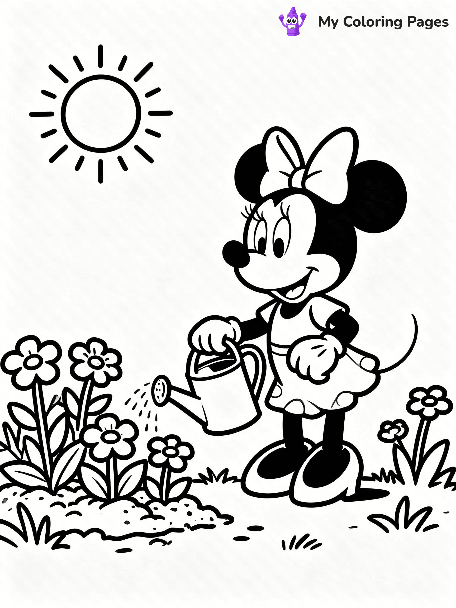 ⚠️ CRITICAL REQUIREMENT - ABSOLUTE BLACK AND WHITE ONLY ⚠️
This MUST be a BLACK AND WHITE line drawing ONLY. NO COLORS whatsoever.
- ONLY pure black lines (#000000) on pure white background (#FFFFFF)
- ABSOLUTELY NO colors, NO shading, NO gradients, NO grayscale
- If there are ANY colors in the output, the image is REJECTED
- This is a COLORING PAGE - meant to be COLORED IN by children
- The output must be UNCOLORED line art ready for coloring
⚠️ SUBJECT TO DRAW: Minnie Mouse from Disney, gardening with flowers, watering can in hand, sun shining brightly
(REMEMBER: Output must be BLACK AND WHITE line art only, NOT colored!)
# COLORING PAGE: BLACK OUTLINES ONLY - WHITE BACKGROUND MANDATORY
Create a **coloring book page** using EXACTLY two values: black lines, white space.
## NON-NEGOTIABLE BINARY RULES
- **ONLY #000000 (black) and #FFFFFF (white)** - NO other values exist
- **EVERY PIXEL = BLACK OR WHITE** - no gray/shading/antialiasing
- **WHITE BACKGROUND MANDATORY** - entire canvas stays white
- **ALL SHAPES HOLLOW** - everything is empty outlines waiting to be colored
- **FORBIDDEN:** fills, shading, gradients, patterns, textures, colors
- **NO SOLID REGIONS** - if it's not a thin line, it's wrong
## Universal Line Standards
- Black outlines ONLY - thin, uniform weight
- Every shape completely empty inside
- Closed contours suitable for coloring
- Simple flat illustration - zero depth/3D/realism
- **Style:** Whimsical Doodle Art Alley - rounded, friendly outlines (unless specified)
## Everything = Outline Only
- Characters/animals: hollow shapes
- Objects/clothing: empty contours
- Backgrounds/scenery: line work only
- Natural elements: outlined forms
- Dark/night areas: don't exist (use outlined symbols)
- Textures/patterns: convert to simple lines
## The Test
Can a child color EVERY white space with crayons? If any area is pre-filled/shaded/gray, it FAILS. Every shape must be waiting to receive color.
**FINAL OUTPUT**: Binary coloring page. Black lines define shapes. White spaces ready for coloring. Nothing else exists. No exceptions. Print-ready.
⚠️ FINAL REMINDER: Draw the subject "Minnie Mouse from Disney, gardening with flowers, watering can in hand, sun shining brightly" as BLACK AND WHITE line art. Zero colors in output.