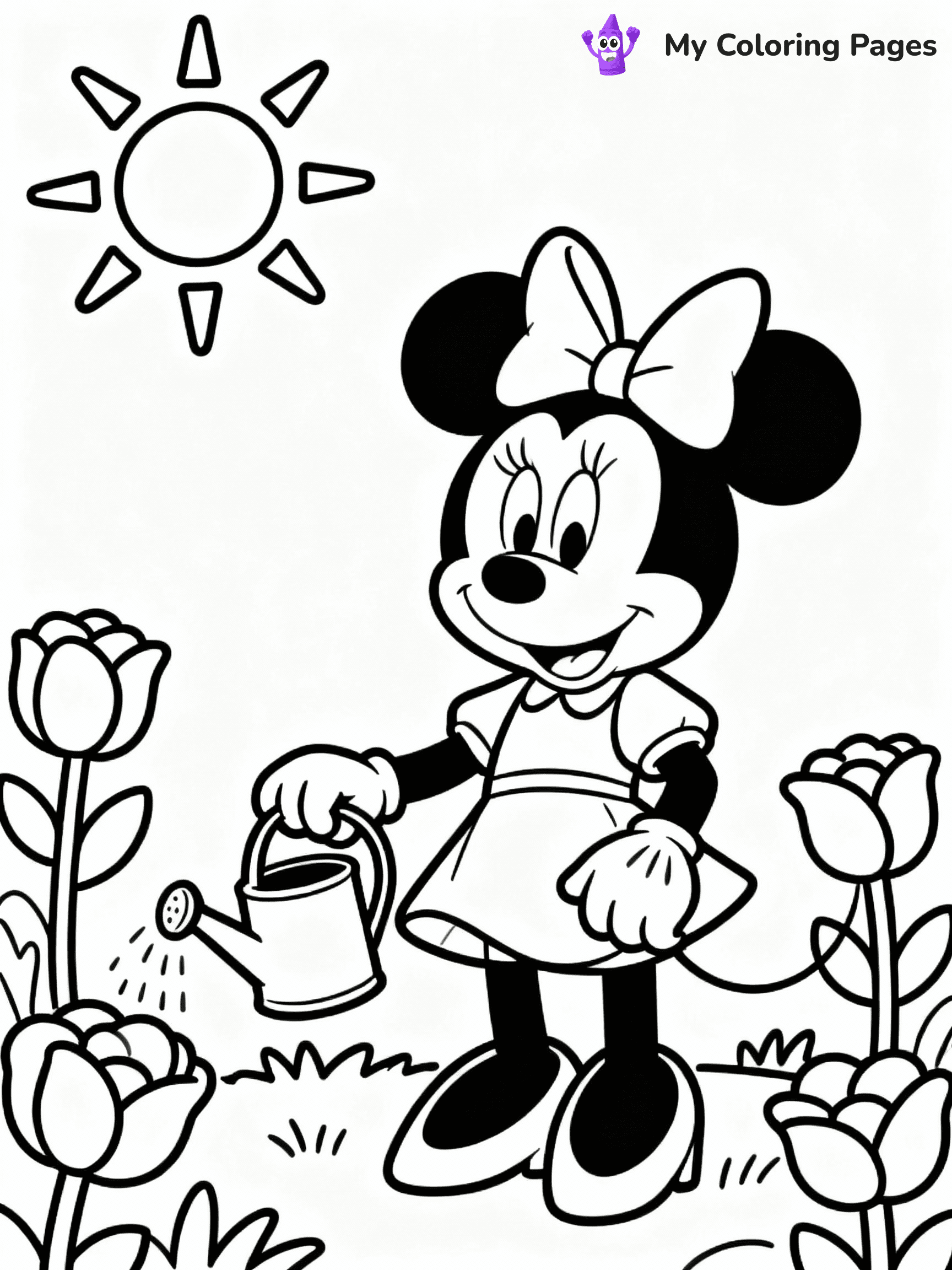 ⚠️ CRITICAL REQUIREMENT - ABSOLUTE BLACK AND WHITE ONLY ⚠️
This MUST be a BLACK AND WHITE line drawing ONLY. NO COLORS whatsoever.
- ONLY pure black lines (#000000) on pure white background (#FFFFFF)
- ABSOLUTELY NO colors, NO shading, NO gradients, NO grayscale
- If there are ANY colors in the output, the image is REJECTED
- This is a COLORING PAGE - meant to be COLORED IN by children
- The output must be UNCOLORED line art ready for coloring
⚠️ SUBJECT TO DRAW: Minnie Mouse from Disney, gardening with flowers, watering can in hand, sun shining brightly
(REMEMBER: Output must be BLACK AND WHITE line art only, NOT colored!)
# COLORING PAGE: BLACK OUTLINES ONLY - WHITE BACKGROUND MANDATORY
Create a **coloring book page** using EXACTLY two values: black lines, white space.
## NON-NEGOTIABLE BINARY RULES
- **ONLY #000000 (black) and #FFFFFF (white)** - NO other values exist
- **EVERY PIXEL = BLACK OR WHITE** - no gray/shading/antialiasing
- **WHITE BACKGROUND MANDATORY** - entire canvas stays white
- **ALL SHAPES HOLLOW** - everything is empty outlines waiting to be colored
- **FORBIDDEN:** fills, shading, gradients, patterns, textures, colors
- **NO SOLID REGIONS** - if it's not a thin line, it's wrong
## Universal Line Standards
- Black outlines ONLY - thin, uniform weight
- Every shape completely empty inside
- Closed contours suitable for coloring
- Simple flat illustration - zero depth/3D/realism
- **Style:** Whimsical Doodle Art Alley - rounded, friendly outlines (unless specified)
## Everything = Outline Only
- Characters/animals: hollow shapes
- Objects/clothing: empty contours
- Backgrounds/scenery: line work only
- Natural elements: outlined forms
- Dark/night areas: don't exist (use outlined symbols)
- Textures/patterns: convert to simple lines
## The Test
Can a child color EVERY white space with crayons? If any area is pre-filled/shaded/gray, it FAILS. Every shape must be waiting to receive color.
**FINAL OUTPUT**: Binary coloring page. Black lines define shapes. White spaces ready for coloring. Nothing else exists. No exceptions. Print-ready.
⚠️ FINAL REMINDER: Draw the subject "Minnie Mouse from Disney, gardening with flowers, watering can in hand, sun shining brightly" as BLACK AND WHITE line art. Zero colors in output.