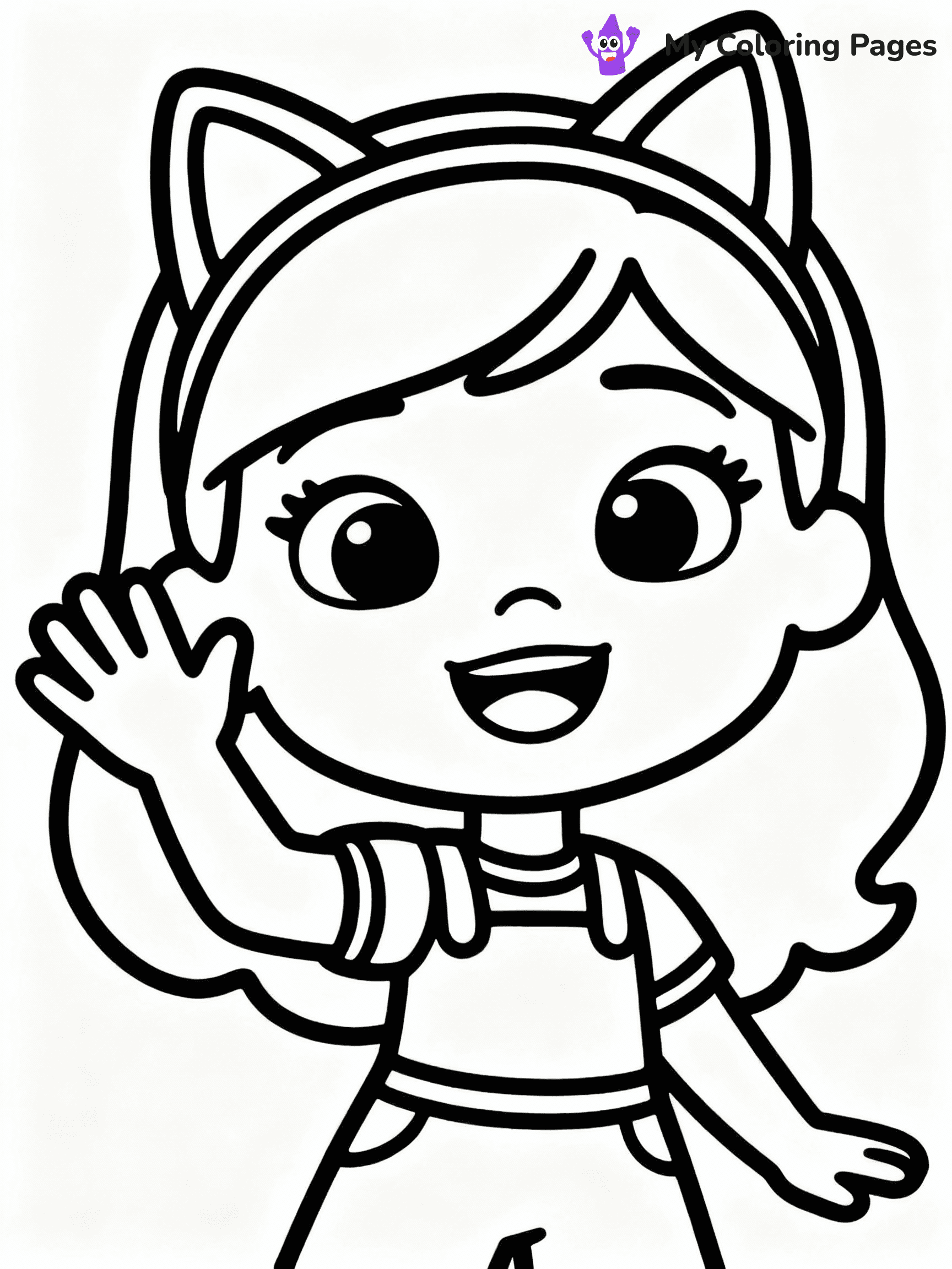 ⚠️ CRITICAL REQUIREMENT - ABSOLUTE BLACK AND WHITE ONLY ⚠️
This MUST be a BLACK AND WHITE line drawing ONLY. NO COLORS whatsoever.
- ONLY pure black lines (#000000) on pure white background (#FFFFFF)
- ABSOLUTELY NO colors, NO shading, NO gradients, NO grayscale
- If there are ANY colors in the output, the image is REJECTED
- This is a COLORING PAGE - meant to be COLORED IN by children
- The output must be UNCOLORED line art ready for coloring
⚠️ SUBJECT TO DRAW: Gabby from Gabby's Dollhouse in CGI animation style, wearing cat ears headband, waving
(REMEMBER: Output must be BLACK AND WHITE line art only, NOT colored!)
# COLORING PAGE: BLACK OUTLINES ONLY - WHITE BACKGROUND MANDATORY
Create a **coloring book page** using EXACTLY two values: black lines, white space.
## NON-NEGOTIABLE BINARY RULES
- **ONLY #000000 (black) and #FFFFFF (white)** - NO other values exist
- **EVERY PIXEL = BLACK OR WHITE** - no gray/shading/antialiasing
- **WHITE BACKGROUND MANDATORY** - entire canvas stays white
- **ALL SHAPES HOLLOW** - everything is empty outlines waiting to be colored
- **FORBIDDEN:** fills, shading, gradients, patterns, textures, colors
- **NO SOLID REGIONS** - if it's not a thin line, it's wrong
## Universal Line Standards
- Black outlines ONLY - thin, uniform weight
- Every shape completely empty inside
- Closed contours suitable for coloring
- Simple flat illustration - zero depth/3D/realism
- **Style:** Whimsical Doodle Art Alley - rounded, friendly outlines (unless specified)
## Everything = Outline Only
- Characters/animals: hollow shapes
- Objects/clothing: empty contours
- Backgrounds/scenery: line work only
- Natural elements: outlined forms
- Dark/night areas: don't exist (use outlined symbols)
- Textures/patterns: convert to simple lines
## The Test
Can a child color EVERY white space with crayons? If any area is pre-filled/shaded/gray, it FAILS. Every shape must be waiting to receive color.
**FINAL OUTPUT**: Binary coloring page. Black lines define shapes. White spaces ready for coloring. Nothing else exists. No exceptions. Print-ready.
⚠️ FINAL REMINDER: Draw the subject "Gabby from Gabby's Dollhouse in CGI animation style, wearing cat ears headband, waving" as BLACK AND WHITE line art. Zero colors in output.