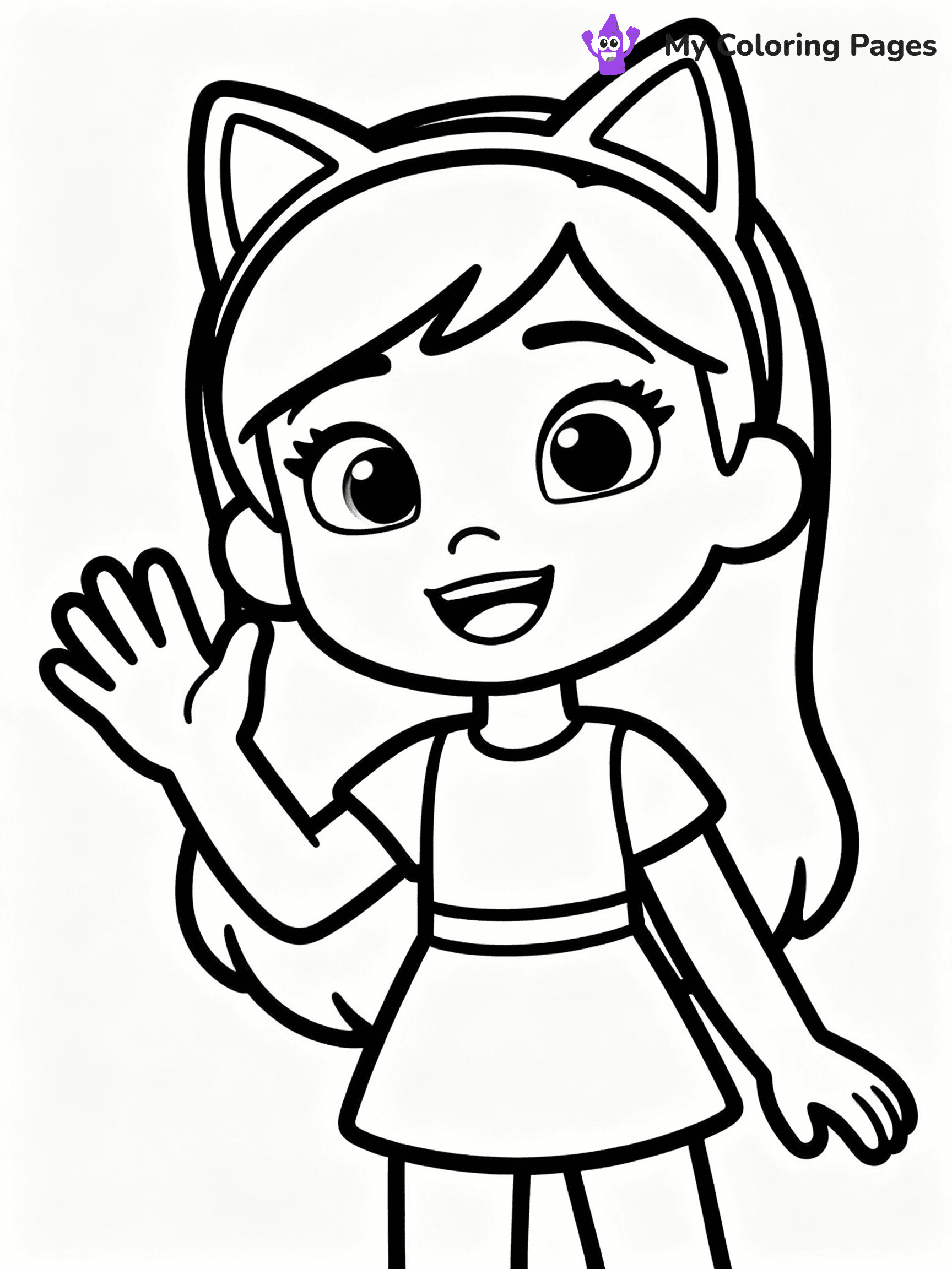 ⚠️ CRITICAL REQUIREMENT - ABSOLUTE BLACK AND WHITE ONLY ⚠️
This MUST be a BLACK AND WHITE line drawing ONLY. NO COLORS whatsoever.
- ONLY pure black lines (#000000) on pure white background (#FFFFFF)
- ABSOLUTELY NO colors, NO shading, NO gradients, NO grayscale
- If there are ANY colors in the output, the image is REJECTED
- This is a COLORING PAGE - meant to be COLORED IN by children
- The output must be UNCOLORED line art ready for coloring
⚠️ SUBJECT TO DRAW: Gabby from Gabby's Dollhouse in CGI animation style, wearing cat ears headband, waving
(REMEMBER: Output must be BLACK AND WHITE line art only, NOT colored!)
# COLORING PAGE: BLACK OUTLINES ONLY - WHITE BACKGROUND MANDATORY
Create a **coloring book page** using EXACTLY two values: black lines, white space.
## NON-NEGOTIABLE BINARY RULES
- **ONLY #000000 (black) and #FFFFFF (white)** - NO other values exist
- **EVERY PIXEL = BLACK OR WHITE** - no gray/shading/antialiasing
- **WHITE BACKGROUND MANDATORY** - entire canvas stays white
- **ALL SHAPES HOLLOW** - everything is empty outlines waiting to be colored
- **FORBIDDEN:** fills, shading, gradients, patterns, textures, colors
- **NO SOLID REGIONS** - if it's not a thin line, it's wrong
## Universal Line Standards
- Black outlines ONLY - thin, uniform weight
- Every shape completely empty inside
- Closed contours suitable for coloring
- Simple flat illustration - zero depth/3D/realism
- **Style:** Whimsical Doodle Art Alley - rounded, friendly outlines (unless specified)
## Everything = Outline Only
- Characters/animals: hollow shapes
- Objects/clothing: empty contours
- Backgrounds/scenery: line work only
- Natural elements: outlined forms
- Dark/night areas: don't exist (use outlined symbols)
- Textures/patterns: convert to simple lines
## The Test
Can a child color EVERY white space with crayons? If any area is pre-filled/shaded/gray, it FAILS. Every shape must be waiting to receive color.
**FINAL OUTPUT**: Binary coloring page. Black lines define shapes. White spaces ready for coloring. Nothing else exists. No exceptions. Print-ready.
⚠️ FINAL REMINDER: Draw the subject "Gabby from Gabby's Dollhouse in CGI animation style, wearing cat ears headband, waving" as BLACK AND WHITE line art. Zero colors in output.