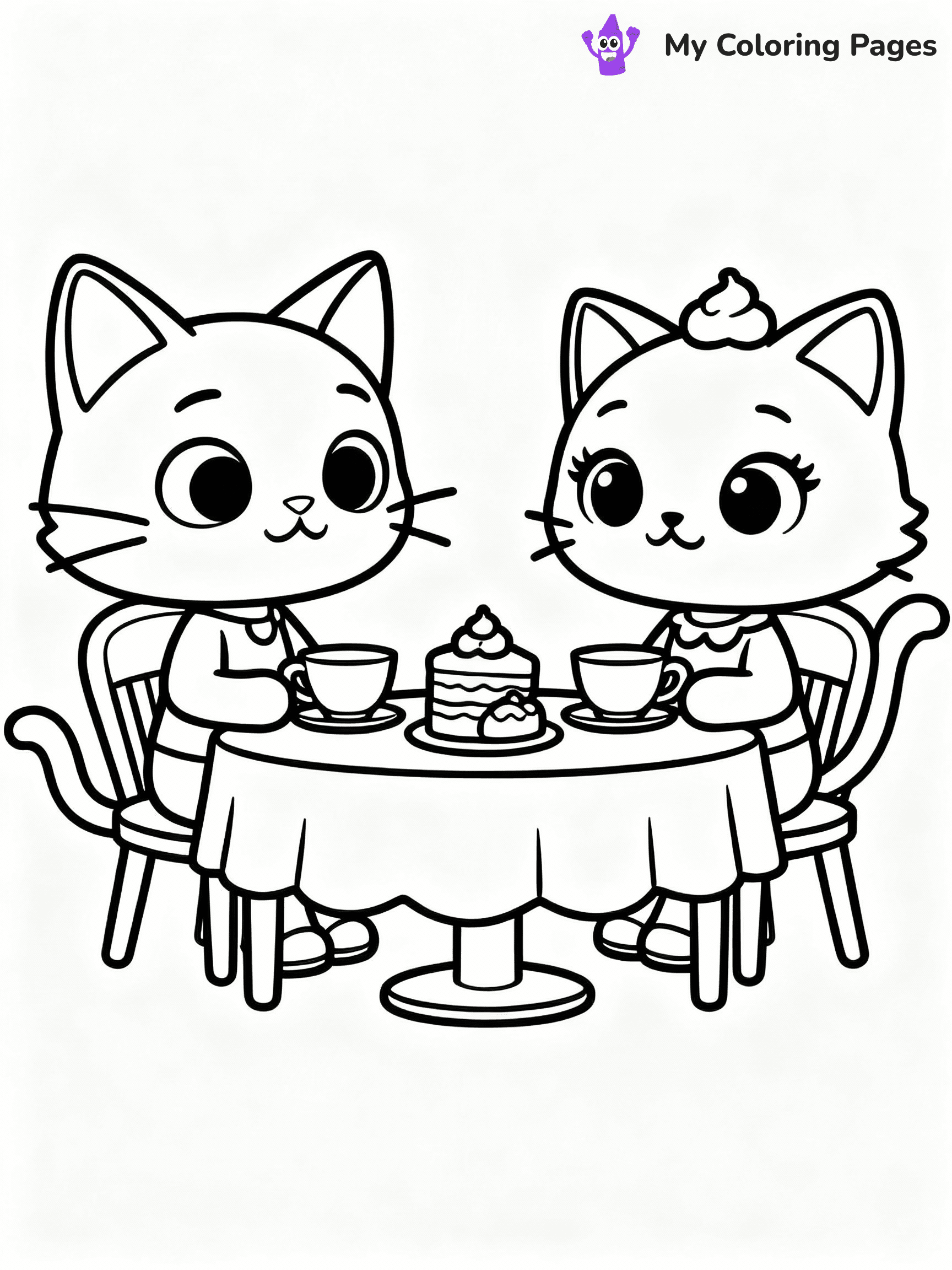 ⚠️ CRITICAL REQUIREMENT - ABSOLUTE BLACK AND WHITE ONLY ⚠️
This MUST be a BLACK AND WHITE line drawing ONLY. NO COLORS whatsoever.
- ONLY pure black lines (#000000) on pure white background (#FFFFFF)
- ABSOLUTELY NO colors, NO shading, NO gradients, NO grayscale
- If there are ANY colors in the output, the image is REJECTED
- This is a COLORING PAGE - meant to be COLORED IN by children
- The output must be UNCOLORED line art ready for coloring
⚠️ SUBJECT TO DRAW: Mercat and Cakey Cat from Gabby's Dollhouse in CGI animation style, having a tea party, cups and treats visible
(REMEMBER: Output must be BLACK AND WHITE line art only, NOT colored!)
# COLORING PAGE: BLACK OUTLINES ONLY - WHITE BACKGROUND MANDATORY
Create a **coloring book page** using EXACTLY two values: black lines, white space.
## NON-NEGOTIABLE BINARY RULES
- **ONLY #000000 (black) and #FFFFFF (white)** - NO other values exist
- **EVERY PIXEL = BLACK OR WHITE** - no gray/shading/antialiasing
- **WHITE BACKGROUND MANDATORY** - entire canvas stays white
- **ALL SHAPES HOLLOW** - everything is empty outlines waiting to be colored
- **FORBIDDEN:** fills, shading, gradients, patterns, textures, colors
- **NO SOLID REGIONS** - if it's not a thin line, it's wrong
## Universal Line Standards
- Black outlines ONLY - thin, uniform weight
- Every shape completely empty inside
- Closed contours suitable for coloring
- Simple flat illustration - zero depth/3D/realism
- **Style:** Whimsical Doodle Art Alley - rounded, friendly outlines (unless specified)
## Everything = Outline Only
- Characters/animals: hollow shapes
- Objects/clothing: empty contours
- Backgrounds/scenery: line work only
- Natural elements: outlined forms
- Dark/night areas: don't exist (use outlined symbols)
- Textures/patterns: convert to simple lines
## The Test
Can a child color EVERY white space with crayons? If any area is pre-filled/shaded/gray, it FAILS. Every shape must be waiting to receive color.
**FINAL OUTPUT**: Binary coloring page. Black lines define shapes. White spaces ready for coloring. Nothing else exists. No exceptions. Print-ready.
⚠️ FINAL REMINDER: Draw the subject "Mercat and Cakey Cat from Gabby's Dollhouse in CGI animation style, having a tea party, cups and treats visible" as BLACK AND WHITE line art. Zero colors in output.