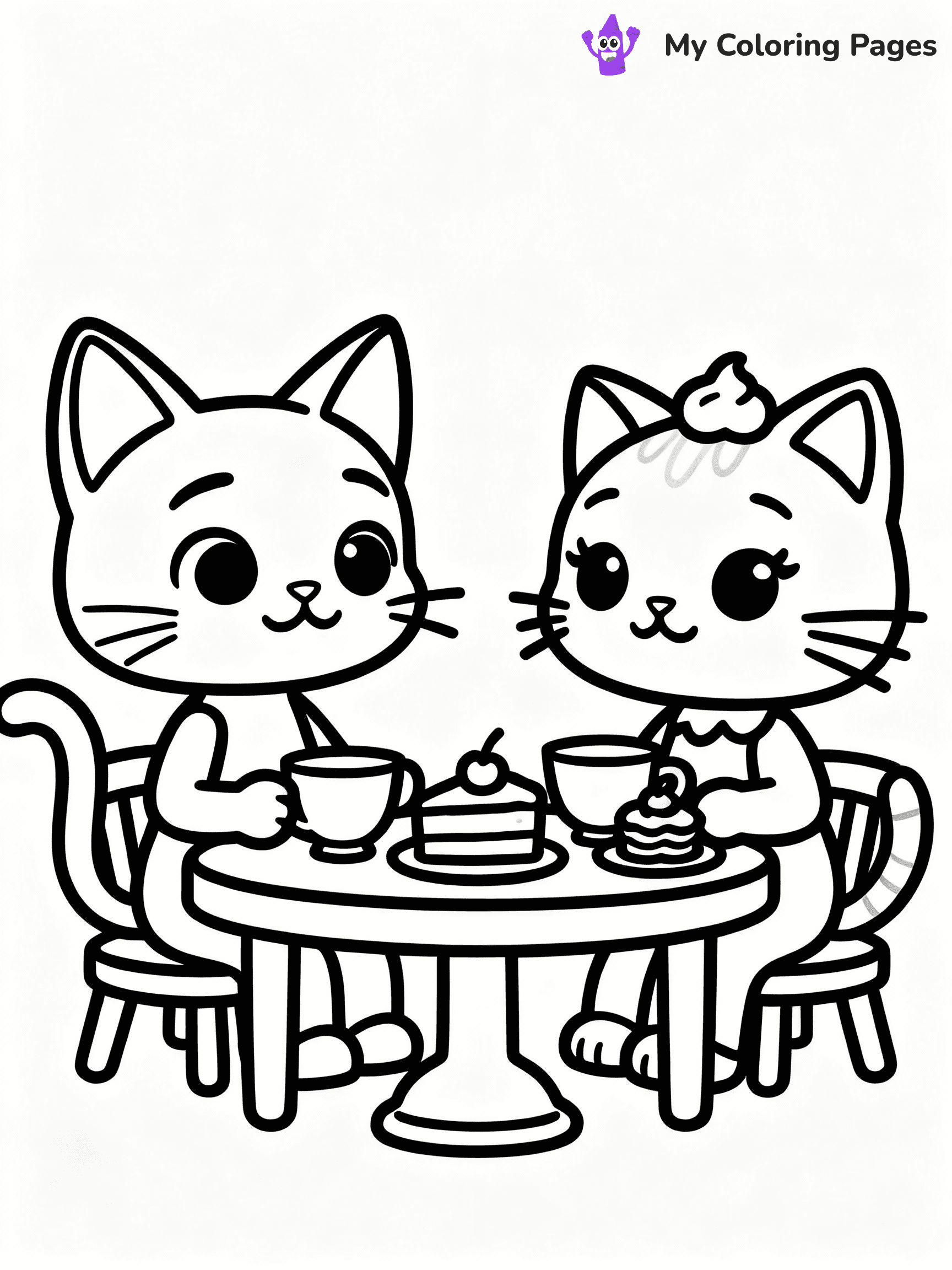 ⚠️ CRITICAL REQUIREMENT - ABSOLUTE BLACK AND WHITE ONLY ⚠️
This MUST be a BLACK AND WHITE line drawing ONLY. NO COLORS whatsoever.
- ONLY pure black lines (#000000) on pure white background (#FFFFFF)
- ABSOLUTELY NO colors, NO shading, NO gradients, NO grayscale
- If there are ANY colors in the output, the image is REJECTED
- This is a COLORING PAGE - meant to be COLORED IN by children
- The output must be UNCOLORED line art ready for coloring
⚠️ SUBJECT TO DRAW: Mercat and Cakey Cat from Gabby's Dollhouse in CGI animation style, having a tea party, cups and treats visible
(REMEMBER: Output must be BLACK AND WHITE line art only, NOT colored!)
# COLORING PAGE: BLACK OUTLINES ONLY - WHITE BACKGROUND MANDATORY
Create a **coloring book page** using EXACTLY two values: black lines, white space.
## NON-NEGOTIABLE BINARY RULES
- **ONLY #000000 (black) and #FFFFFF (white)** - NO other values exist
- **EVERY PIXEL = BLACK OR WHITE** - no gray/shading/antialiasing
- **WHITE BACKGROUND MANDATORY** - entire canvas stays white
- **ALL SHAPES HOLLOW** - everything is empty outlines waiting to be colored
- **FORBIDDEN:** fills, shading, gradients, patterns, textures, colors
- **NO SOLID REGIONS** - if it's not a thin line, it's wrong
## Universal Line Standards
- Black outlines ONLY - thin, uniform weight
- Every shape completely empty inside
- Closed contours suitable for coloring
- Simple flat illustration - zero depth/3D/realism
- **Style:** Whimsical Doodle Art Alley - rounded, friendly outlines (unless specified)
## Everything = Outline Only
- Characters/animals: hollow shapes
- Objects/clothing: empty contours
- Backgrounds/scenery: line work only
- Natural elements: outlined forms
- Dark/night areas: don't exist (use outlined symbols)
- Textures/patterns: convert to simple lines
## The Test
Can a child color EVERY white space with crayons? If any area is pre-filled/shaded/gray, it FAILS. Every shape must be waiting to receive color.
**FINAL OUTPUT**: Binary coloring page. Black lines define shapes. White spaces ready for coloring. Nothing else exists. No exceptions. Print-ready.
⚠️ FINAL REMINDER: Draw the subject "Mercat and Cakey Cat from Gabby's Dollhouse in CGI animation style, having a tea party, cups and treats visible" as BLACK AND WHITE line art. Zero colors in output.