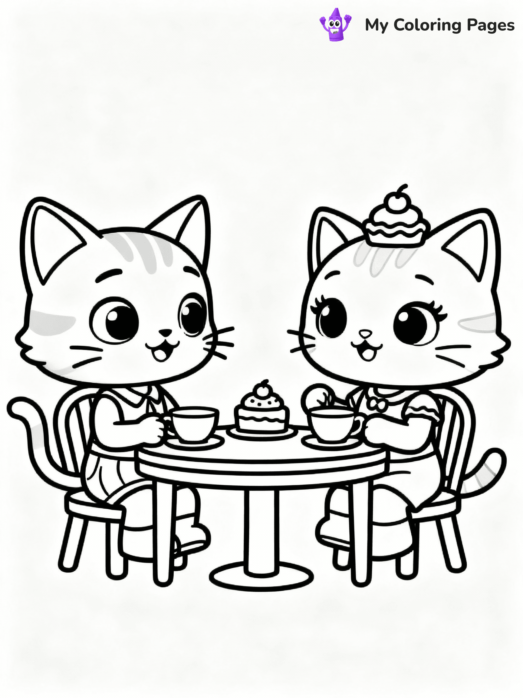 ⚠️ CRITICAL REQUIREMENT - ABSOLUTE BLACK AND WHITE ONLY ⚠️
This MUST be a BLACK AND WHITE line drawing ONLY. NO COLORS whatsoever.
- ONLY pure black lines (#000000) on pure white background (#FFFFFF)
- ABSOLUTELY NO colors, NO shading, NO gradients, NO grayscale
- If there are ANY colors in the output, the image is REJECTED
- This is a COLORING PAGE - meant to be COLORED IN by children
- The output must be UNCOLORED line art ready for coloring
⚠️ SUBJECT TO DRAW: Mercat and Cakey Cat from Gabby's Dollhouse in CGI animation style, having a tea party, cups and treats visible
(REMEMBER: Output must be BLACK AND WHITE line art only, NOT colored!)
# COLORING PAGE: BLACK OUTLINES ONLY - WHITE BACKGROUND MANDATORY
Create a **coloring book page** using EXACTLY two values: black lines, white space.
## NON-NEGOTIABLE BINARY RULES
- **ONLY #000000 (black) and #FFFFFF (white)** - NO other values exist
- **EVERY PIXEL = BLACK OR WHITE** - no gray/shading/antialiasing
- **WHITE BACKGROUND MANDATORY** - entire canvas stays white
- **ALL SHAPES HOLLOW** - everything is empty outlines waiting to be colored
- **FORBIDDEN:** fills, shading, gradients, patterns, textures, colors
- **NO SOLID REGIONS** - if it's not a thin line, it's wrong
## Universal Line Standards
- Black outlines ONLY - thin, uniform weight
- Every shape completely empty inside
- Closed contours suitable for coloring
- Simple flat illustration - zero depth/3D/realism
- **Style:** Whimsical Doodle Art Alley - rounded, friendly outlines (unless specified)
## Everything = Outline Only
- Characters/animals: hollow shapes
- Objects/clothing: empty contours
- Backgrounds/scenery: line work only
- Natural elements: outlined forms
- Dark/night areas: don't exist (use outlined symbols)
- Textures/patterns: convert to simple lines
## The Test
Can a child color EVERY white space with crayons? If any area is pre-filled/shaded/gray, it FAILS. Every shape must be waiting to receive color.
**FINAL OUTPUT**: Binary coloring page. Black lines define shapes. White spaces ready for coloring. Nothing else exists. No exceptions. Print-ready.
⚠️ FINAL REMINDER: Draw the subject "Mercat and Cakey Cat from Gabby's Dollhouse in CGI animation style, having a tea party, cups and treats visible" as BLACK AND WHITE line art. Zero colors in output.