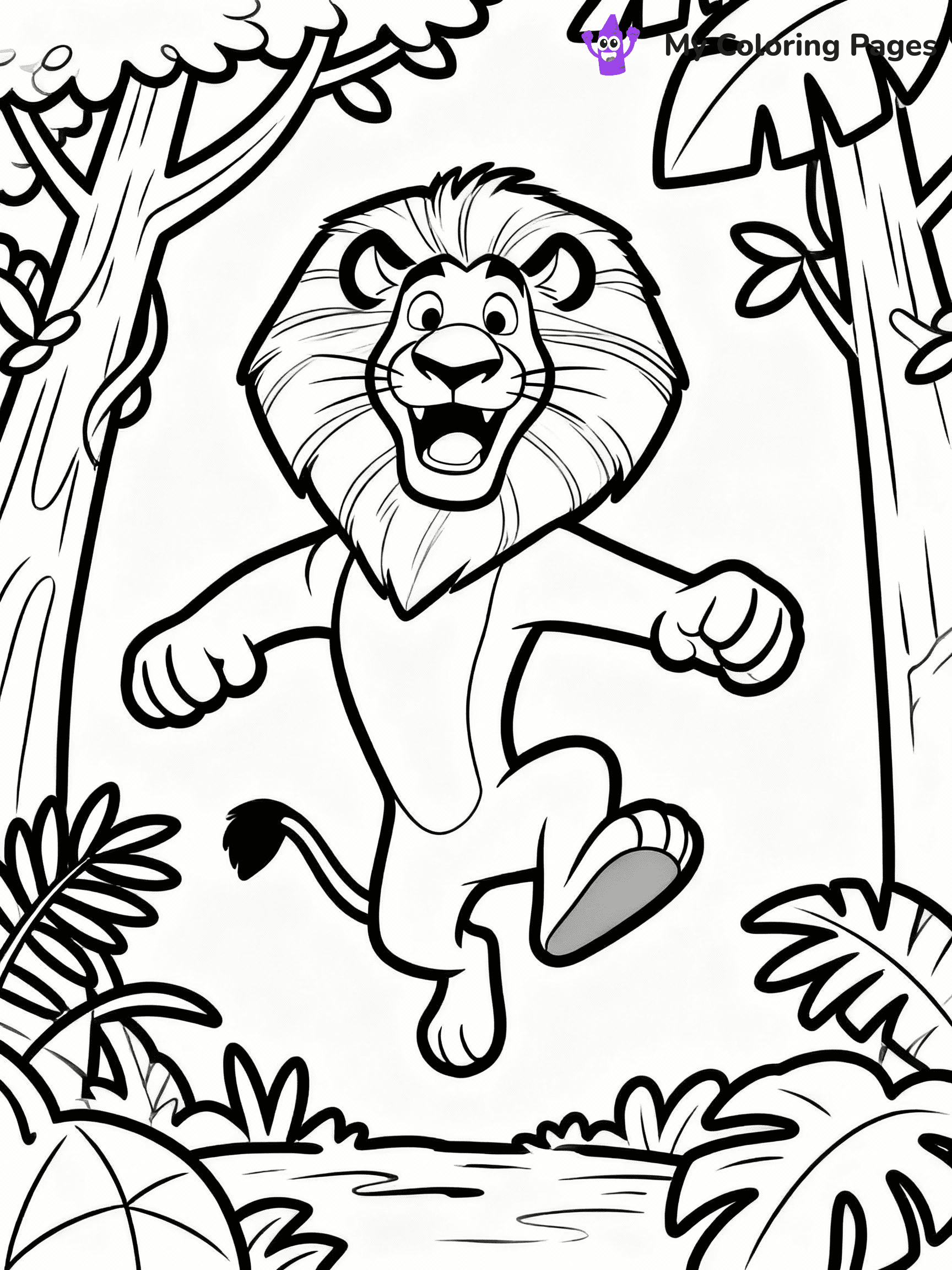 ⚠️ CRITICAL REQUIREMENT - ABSOLUTE BLACK AND WHITE ONLY ⚠️
This MUST be a BLACK AND WHITE line drawing ONLY. NO COLORS whatsoever.
- ONLY pure black lines (#000000) on pure white background (#FFFFFF)
- ABSOLUTELY NO colors, NO shading, NO gradients, NO grayscale
- If there are ANY colors in the output, the image is REJECTED
- This is a COLORING PAGE - meant to be COLORED IN by children
- The output must be UNCOLORED line art ready for coloring
⚠️ SUBJECT TO DRAW: Playful Alex the Lion from Madagascar in cartoon style, jumping with a big grin, jungle backdrop
(REMEMBER: Output must be BLACK AND WHITE line art only, NOT colored!)
# COLORING PAGE: BLACK OUTLINES ONLY - WHITE BACKGROUND MANDATORY
Create a **coloring book page** using EXACTLY two values: black lines, white space.
## NON-NEGOTIABLE BINARY RULES
- **ONLY #000000 (black) and #FFFFFF (white)** - NO other values exist
- **EVERY PIXEL = BLACK OR WHITE** - no gray/shading/antialiasing
- **WHITE BACKGROUND MANDATORY** - entire canvas stays white
- **ALL SHAPES HOLLOW** - everything is empty outlines waiting to be colored
- **FORBIDDEN:** fills, shading, gradients, patterns, textures, colors
- **NO SOLID REGIONS** - if it's not a thin line, it's wrong
## Universal Line Standards
- Black outlines ONLY - thin, uniform weight
- Every shape completely empty inside
- Closed contours suitable for coloring
- Simple flat illustration - zero depth/3D/realism
- **Style:** Whimsical Doodle Art Alley - rounded, friendly outlines (unless specified)
## Everything = Outline Only
- Characters/animals: hollow shapes
- Objects/clothing: empty contours
- Backgrounds/scenery: line work only
- Natural elements: outlined forms
- Dark/night areas: don't exist (use outlined symbols)
- Textures/patterns: convert to simple lines
## The Test
Can a child color EVERY white space with crayons? If any area is pre-filled/shaded/gray or colored in, it FAILS. Every shape must be waiting to receive color.
**FINAL OUTPUT**: Binary coloring page. Black lines define shapes. White spaces ready for coloring. Nothing else exists. No exceptions. Print-ready.
⚠️ FINAL REMINDER: Draw the subject "Playful Alex the Lion from Madagascar in cartoon style, jumping with a big grin, jungle backdrop" as BLACK AND WHITE line art. Zero colors in output.