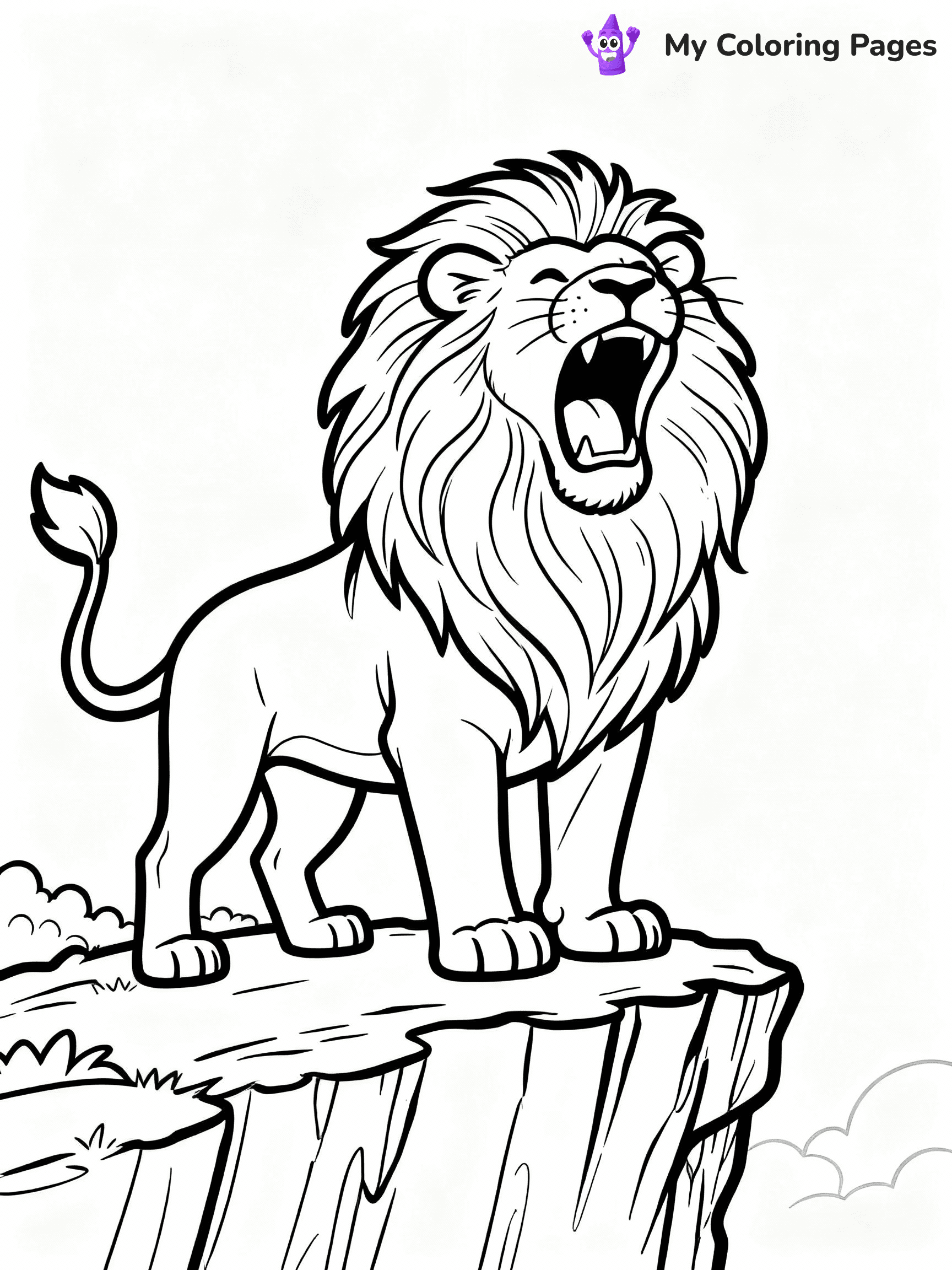 ⚠️ CRITICAL REQUIREMENT - ABSOLUTE BLACK AND WHITE ONLY ⚠️
This MUST be a BLACK AND WHITE line drawing ONLY. NO COLORS whatsoever.
- ONLY pure black lines (#000000) on pure white background (#FFFFFF)
- ABSOLUTELY NO colors, NO shading, NO gradients, NO grayscale
- If there are ANY colors in the output, the image is REJECTED
- This is a COLORING PAGE - meant to be COLORED IN by children
- The output must be UNCOLORED line art ready for coloring
⚠️ SUBJECT TO DRAW: Majestic male lion in realistic style, roaring with mouth open, thick mane flowing, standing on a cliff
(REMEMBER: Output must be BLACK AND WHITE line art only, NOT colored!)
# COLORING PAGE: BLACK OUTLINES ONLY - WHITE BACKGROUND MANDATORY
Create a **coloring book page** using EXACTLY two values: black lines, white space.
## NON-NEGOTIABLE BINARY RULES
- **ONLY #000000 (black) and #FFFFFF (white)** - NO other values exist
- **EVERY PIXEL = BLACK OR WHITE** - no gray/shading/antialiasing
- **WHITE BACKGROUND MANDATORY** - entire canvas stays white
- **ALL SHAPES HOLLOW** - everything is empty outlines waiting to be colored
- **FORBIDDEN:** fills, shading, gradients, patterns, textures, colors
- **NO SOLID REGIONS** - if it's not a thin line, it's wrong
## Universal Line Standards
- Black outlines ONLY - thin, uniform weight
- Every shape completely empty inside
- Closed contours suitable for coloring
- Simple flat illustration - zero depth/3D/realism
- **Style:** Whimsical Doodle Art Alley - rounded, friendly outlines (unless specified)
## Everything = Outline Only
- Characters/animals: hollow shapes
- Objects/clothing: empty contours
- Backgrounds/scenery: line work only
- Natural elements: outlined forms
- Dark/night areas: don't exist (use outlined symbols)
- Textures/patterns: convert to simple lines
## The Test
Can a child color EVERY white space with crayons? If any area is pre-filled/shaded/gray or colored in, it FAILS. Every shape must be waiting to receive color.
**FINAL OUTPUT**: Binary coloring page. Black lines define shapes. White spaces ready for coloring. Nothing else exists. No exceptions. Print-ready.
⚠️ FINAL REMINDER: Draw the subject "Majestic male lion in realistic style, roaring with mouth open, thick mane flowing, standing on a cliff" as BLACK AND WHITE line art. Zero colors in output.