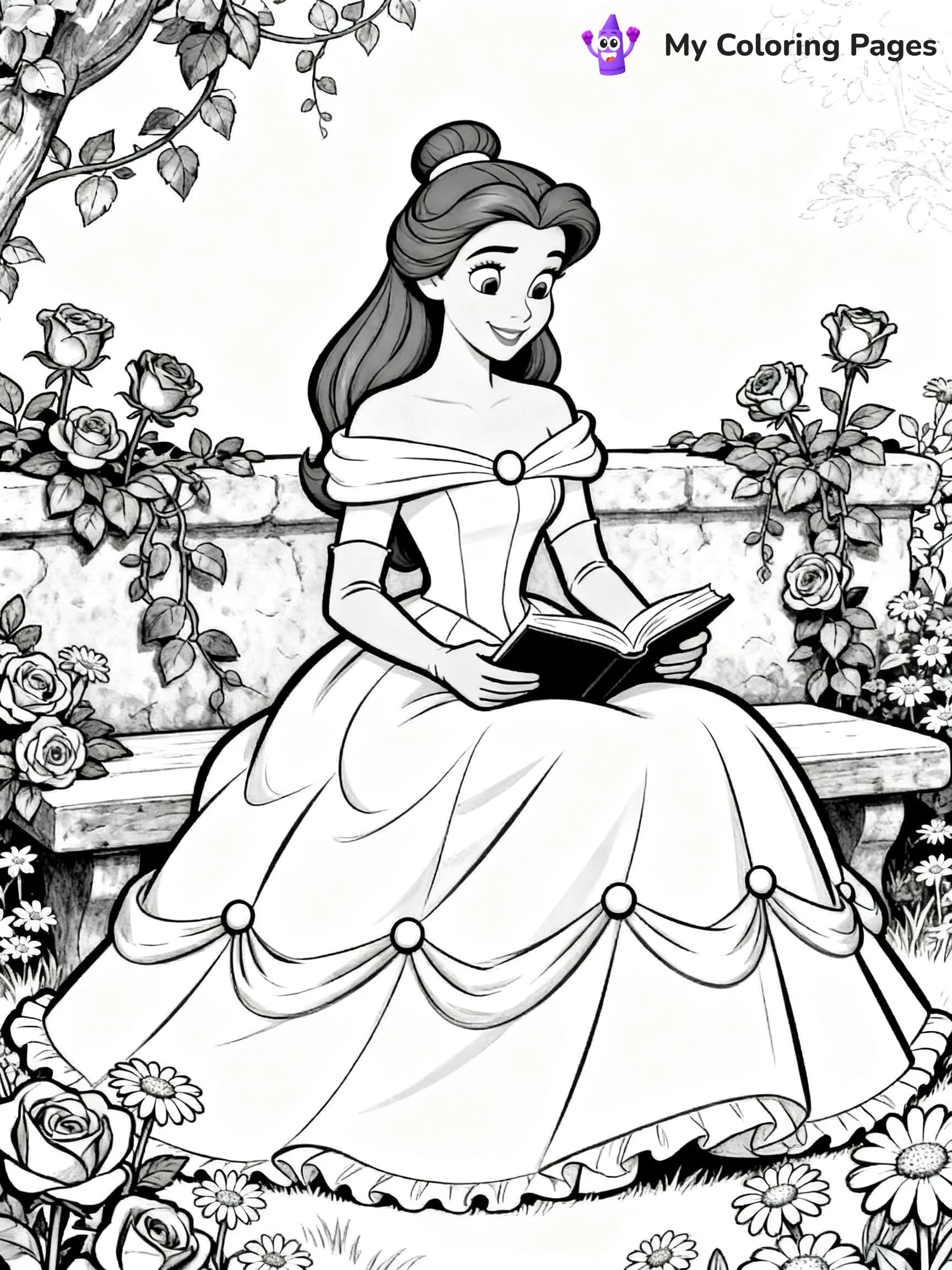 Beauty And The Beast Rose Coloring Pages - 7