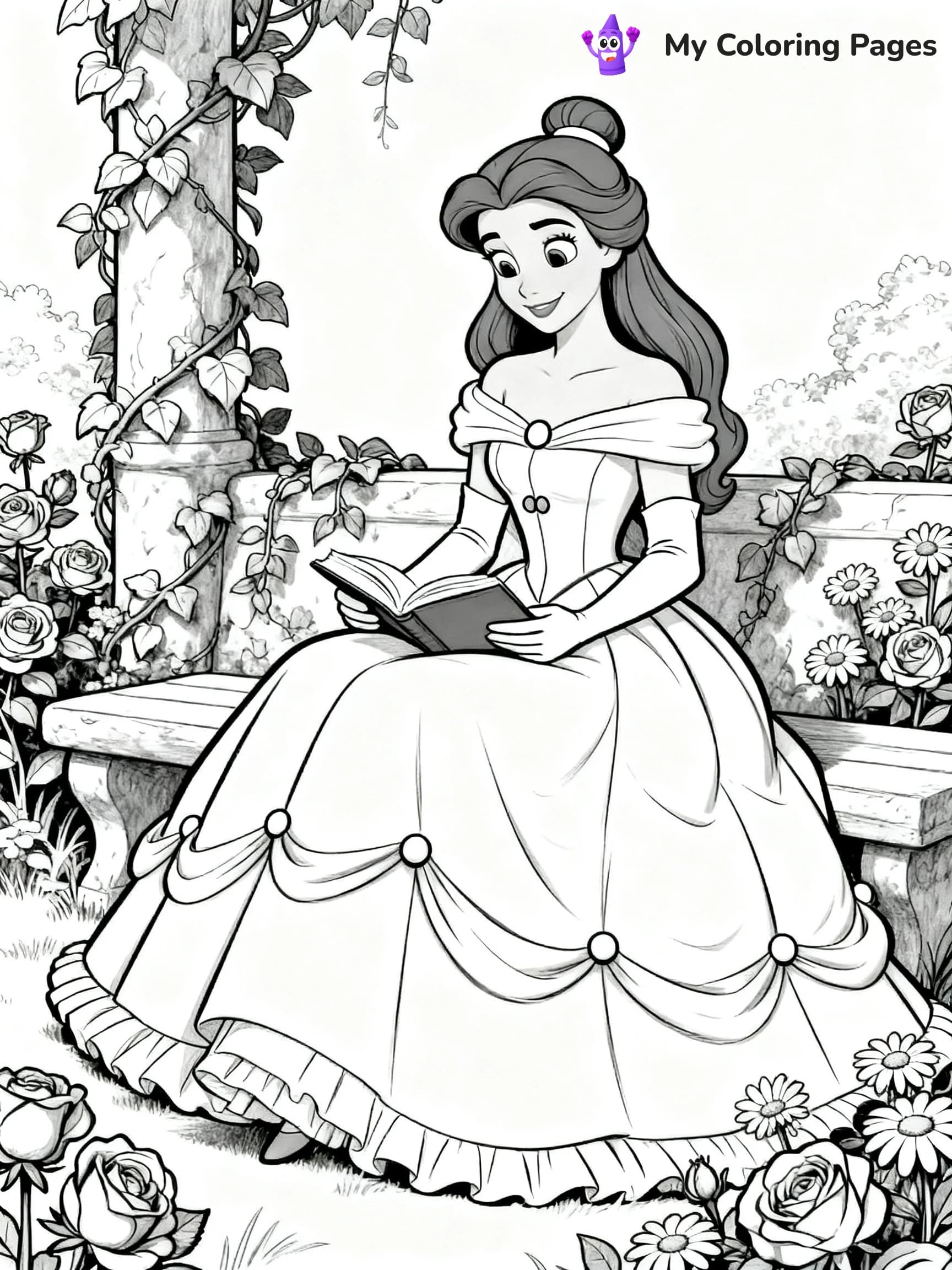 Beauty And The Beast Rose Coloring Pages - 6