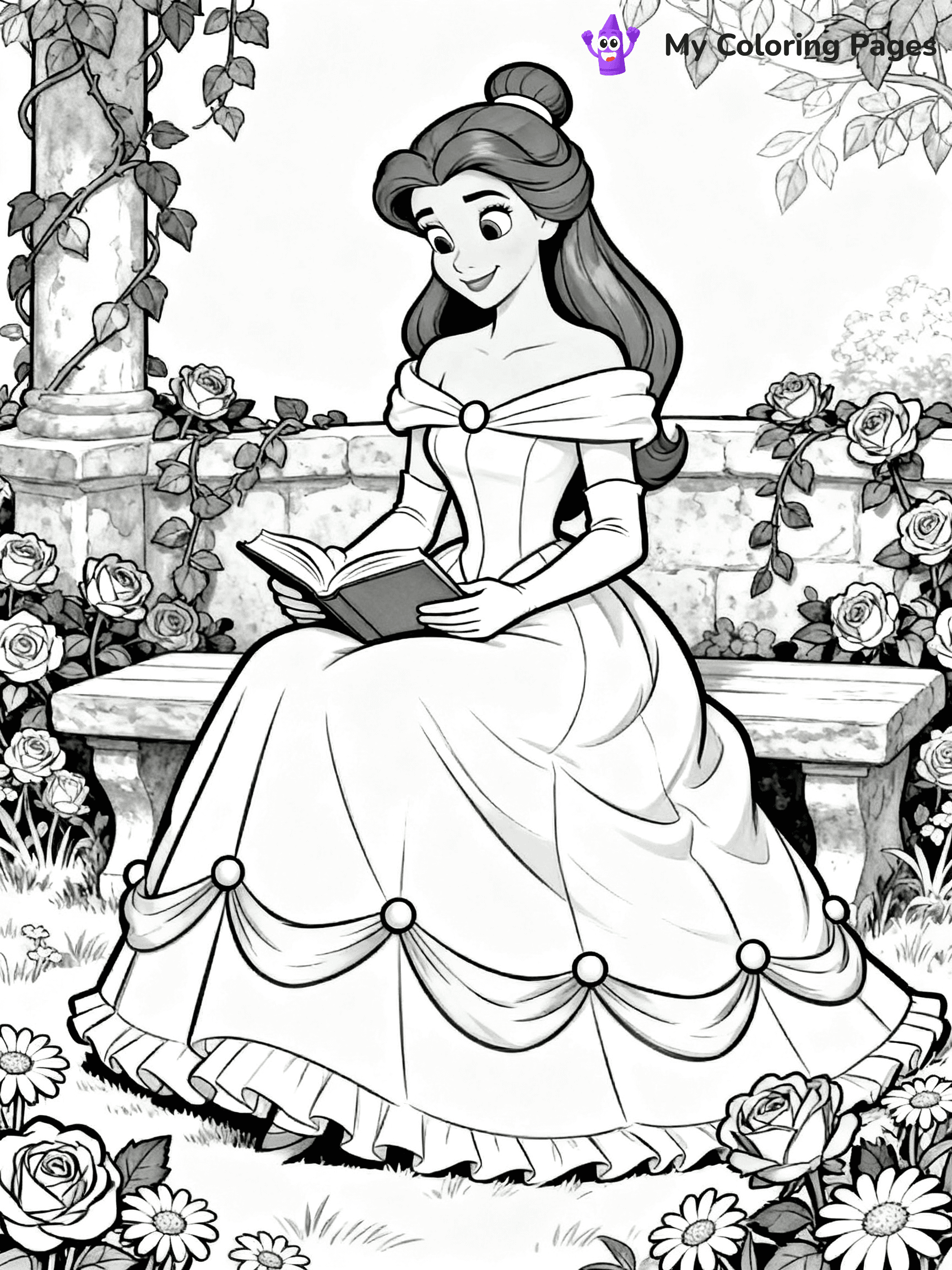 Beauty And The Beast Rose Coloring Pages - 5