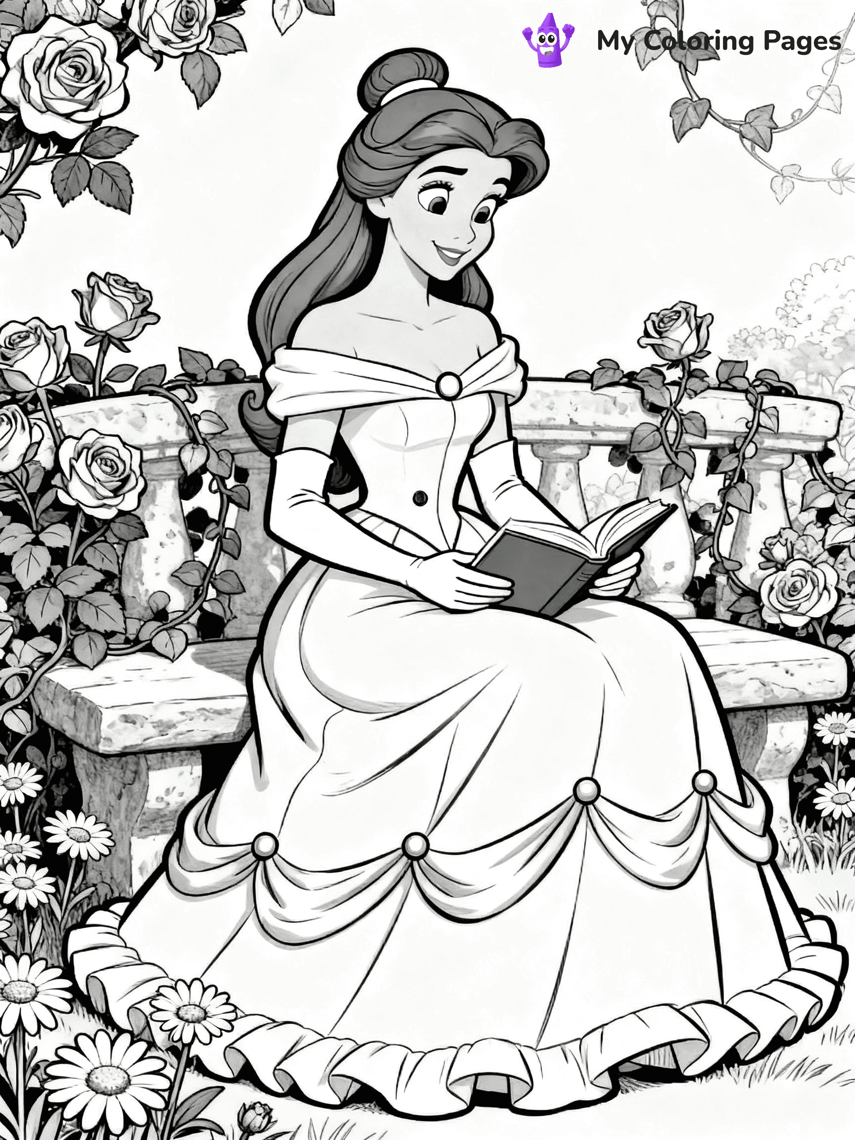 Beauty And The Beast Rose Coloring Pages - 4