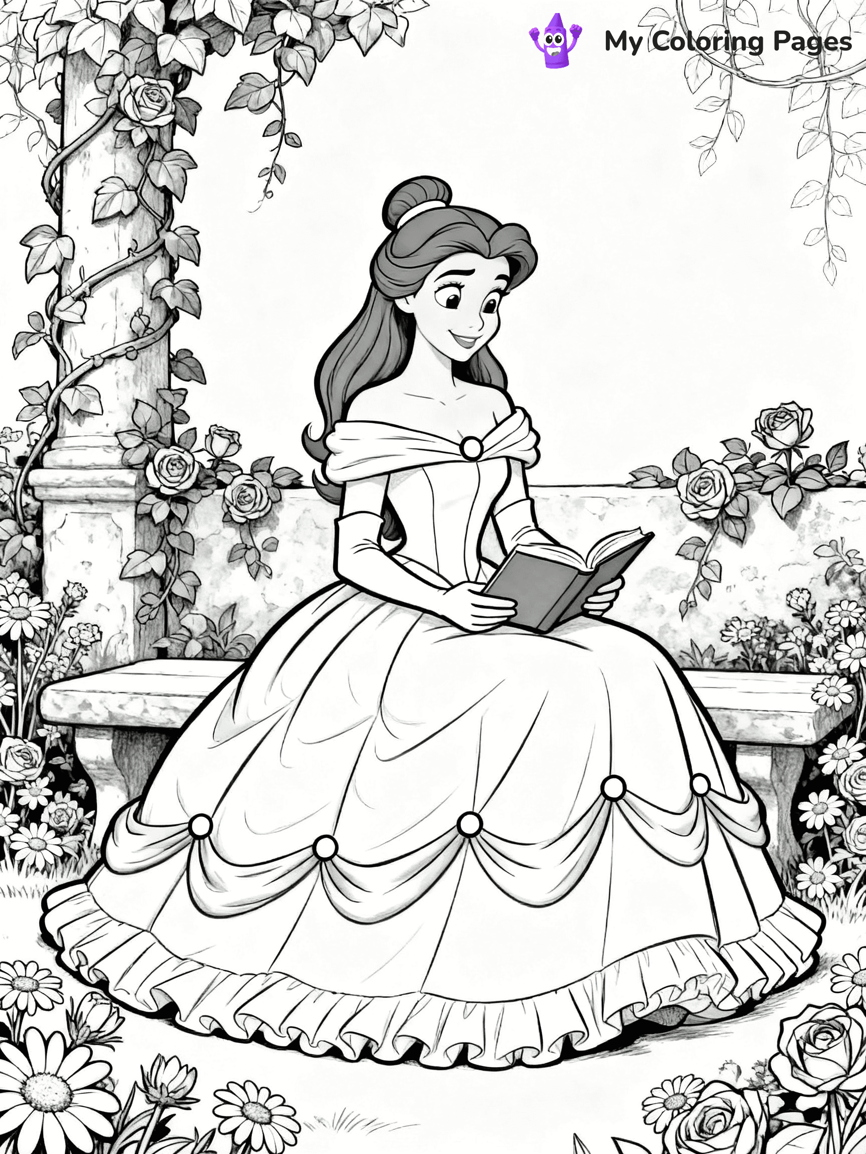 Beauty And The Beast Rose Coloring Pages - 3