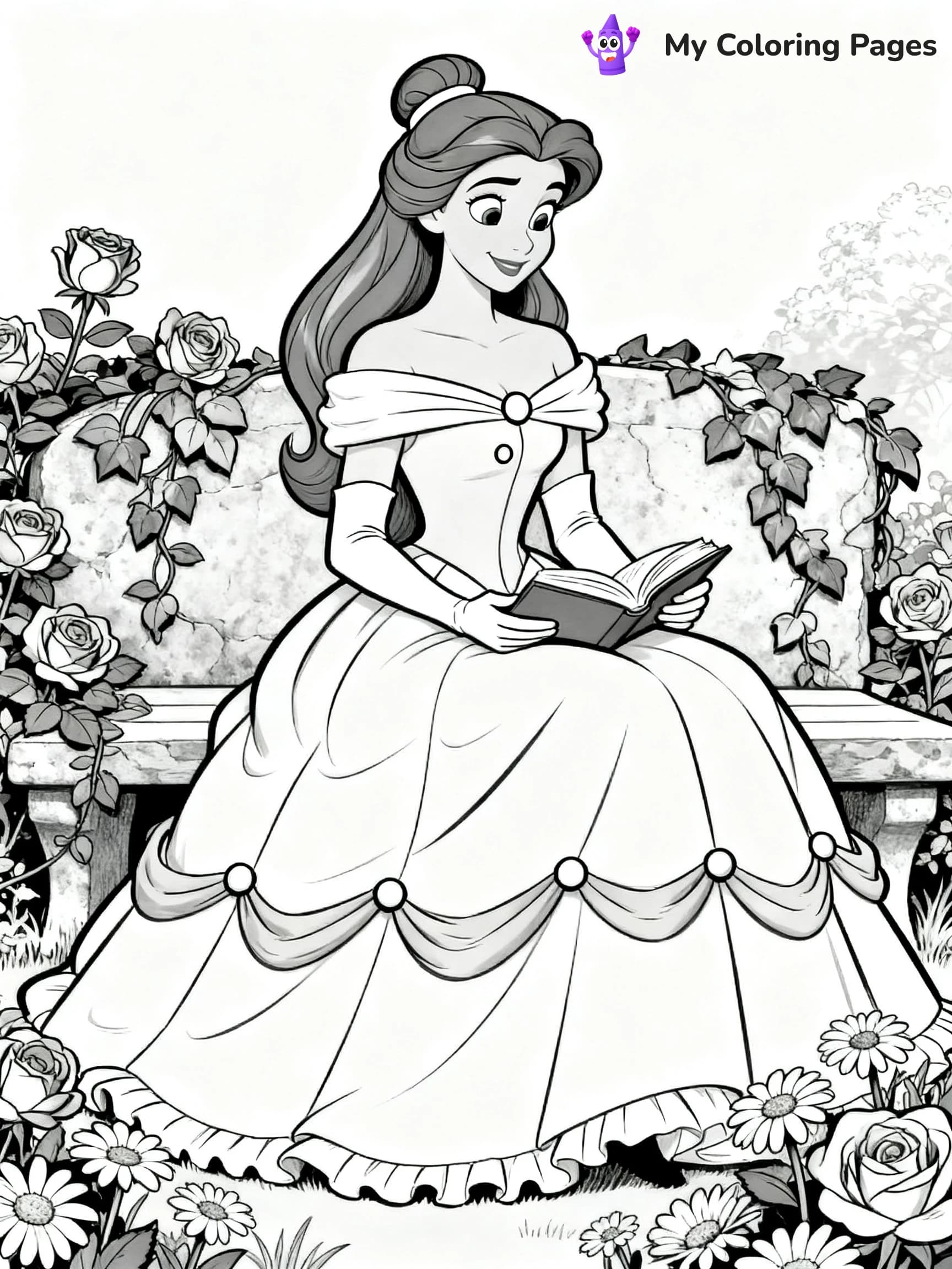 Beauty And The Beast Rose Coloring Pages - 2