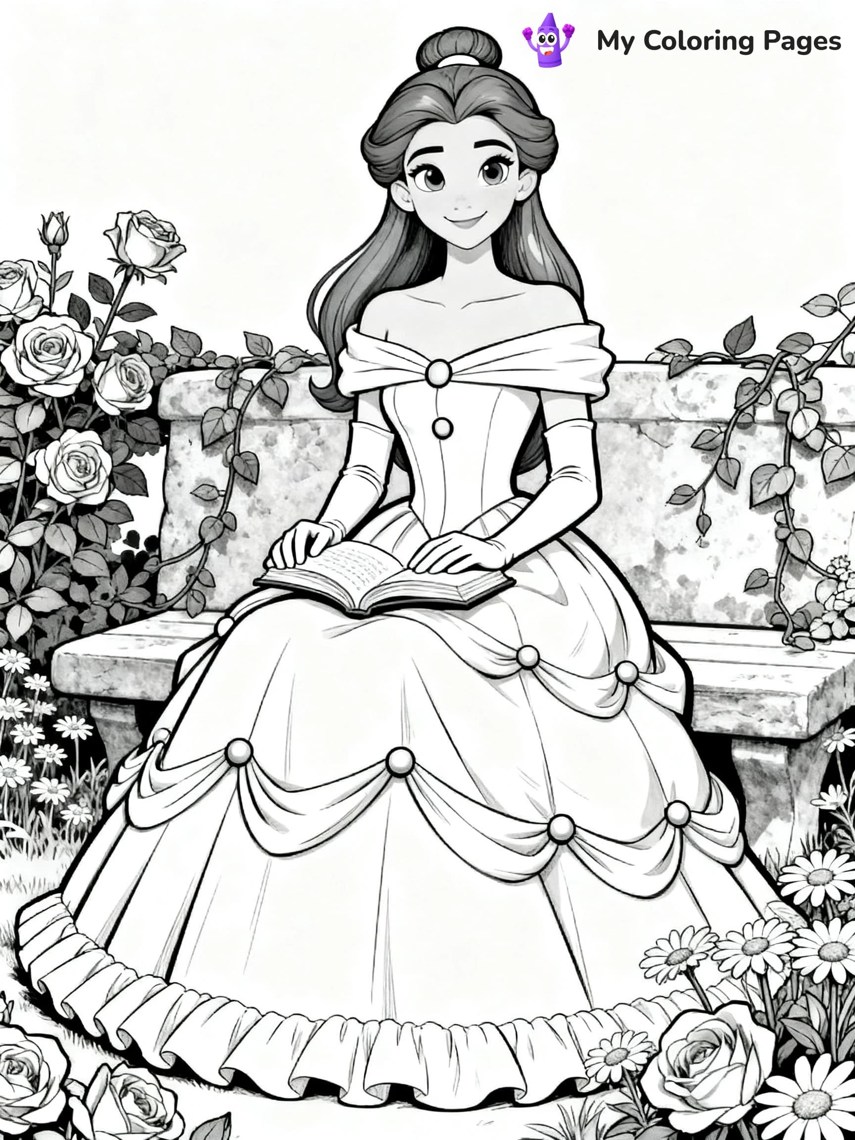Beauty And The Beast Rose Coloring Pages - 1
