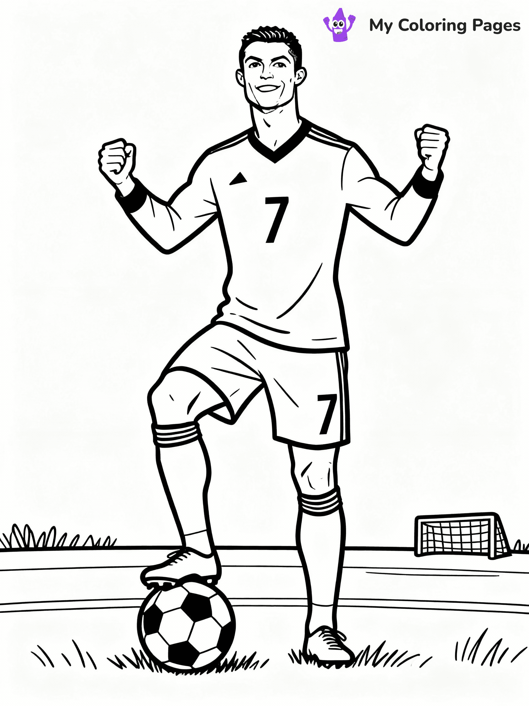 ⚠️ CRITICAL REQUIREMENT - ABSOLUTE BLACK AND WHITE ONLY ⚠️
This MUST be a BLACK AND WHITE line drawing ONLY. NO COLORS whatsoever.
- ONLY pure black lines (#000000) on pure white background (#FFFFFF)
- ABSOLUTELY NO colors, NO shading, NO gradients, NO grayscale
- If there are ANY colors in the output, the image is REJECTED
- This is a COLORING PAGE - meant to be COLORED IN by children
- The output must be UNCOLORED line art ready for coloring
⚠️ SUBJECT TO DRAW: Generate a coloring page of ronaldo coloring pages
(REMEMBER: Output must be BLACK AND WHITE line art only, NOT colored!)
# COLORING PAGE: BLACK OUTLINES ONLY - WHITE BACKGROUND MANDATORY
Create a **coloring book page** using EXACTLY two values: black lines, white space.
## NON-NEGOTIABLE BINARY RULES
- **ONLY #000000 (black) and #FFFFFF (white)** - NO other values exist
- **EVERY PIXEL = BLACK OR WHITE** - no gray/shading/antialiasing
- **WHITE BACKGROUND MANDATORY** - entire canvas stays white
- **ALL SHAPES HOLLOW** - everything is empty outlines waiting to be colored
- **FORBIDDEN:** fills, shading, gradients, patterns, textures, colors
- **NO SOLID REGIONS** - if it's not a thin line, it's wrong
## Universal Line Standards
- Black outlines ONLY - thin, uniform weight
- Every shape completely empty inside
- Closed contours suitable for coloring
- Simple flat illustration - zero depth/3D/realism
- **Style:** Whimsical Doodle Art Alley - rounded, friendly outlines (unless specified)
## Everything = Outline Only
- Characters/animals: hollow shapes
- Objects/clothing: empty contours
- Backgrounds/scenery: line work only
- Natural elements: outlined forms
- Dark/night areas: don't exist (use outlined symbols)
- Textures/patterns: convert to simple lines
## The Test
Can a child color EVERY white space with crayons? If any area is pre-filled/shaded/gray or colored in, it FAILS. Every shape must be waiting to receive color.
**FINAL OUTPUT**: Binary coloring page. Black lines define shapes. White spaces ready for coloring. Nothing else exists. No exceptions. Print-ready.
⚠️ FINAL REMINDER: Draw the subject "Generate a coloring page of ronaldo coloring pages" as BLACK AND WHITE line art. Zero colors in output.